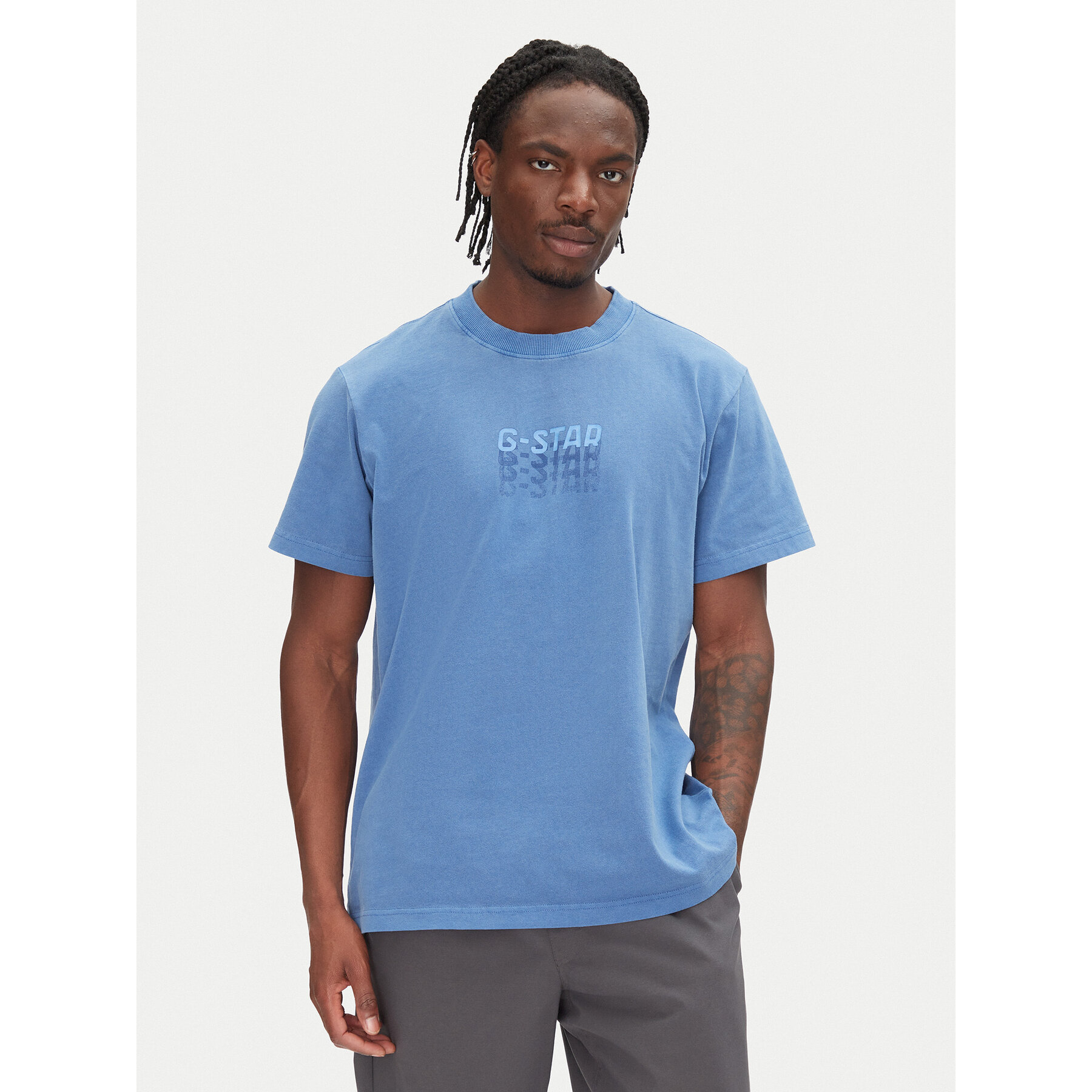 G-Star Raw T-Shirt Multi Logo D26049-C756 Niebieski Loose Fit