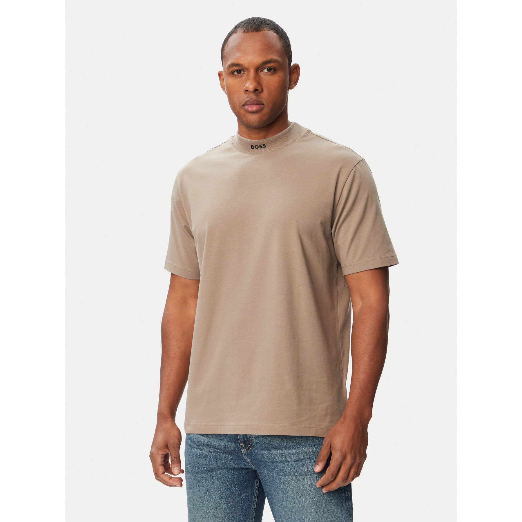 BOSS T-Shirt Tee Collar 50562120 Beżowy Relaxed Fit