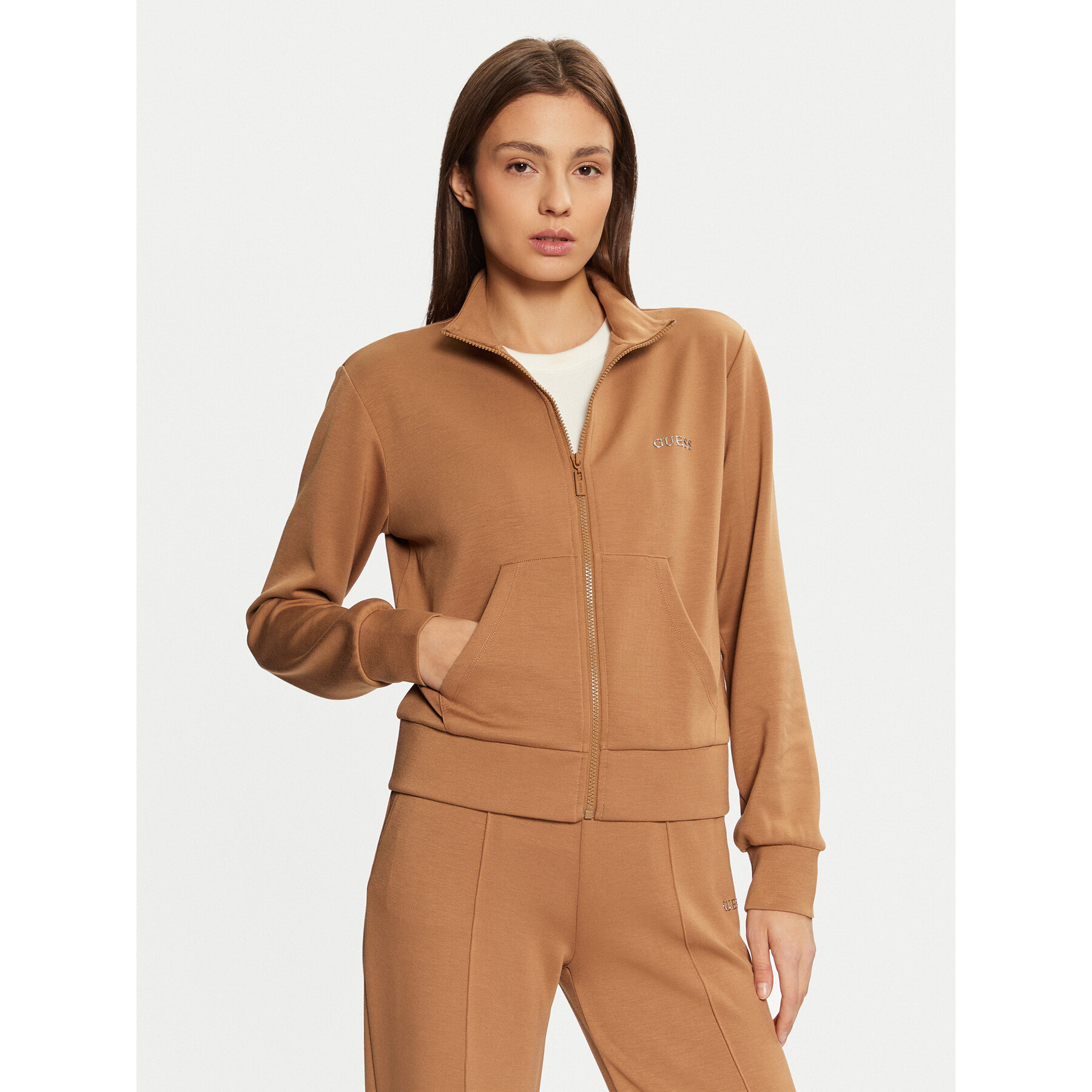 Guess Bluza V5RQ17 KCOB2 Brązowy Regular Fit
