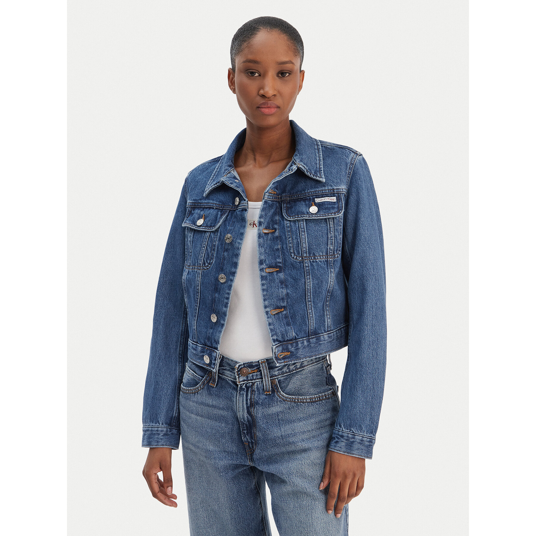 Calvin Klein Jeans Kurtka jeansowa 90s LV047E629G Niebieski Regular Fit