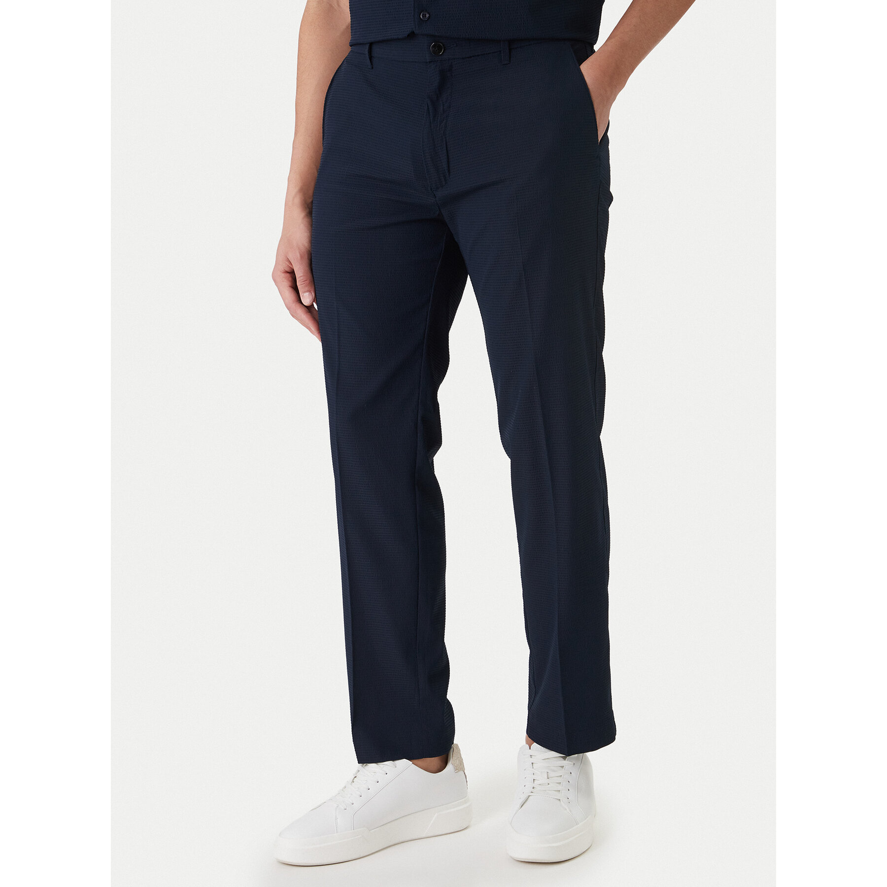 Calvin Klein Spodnie materiałowe LV04LF609G Granatowy Straight Fit