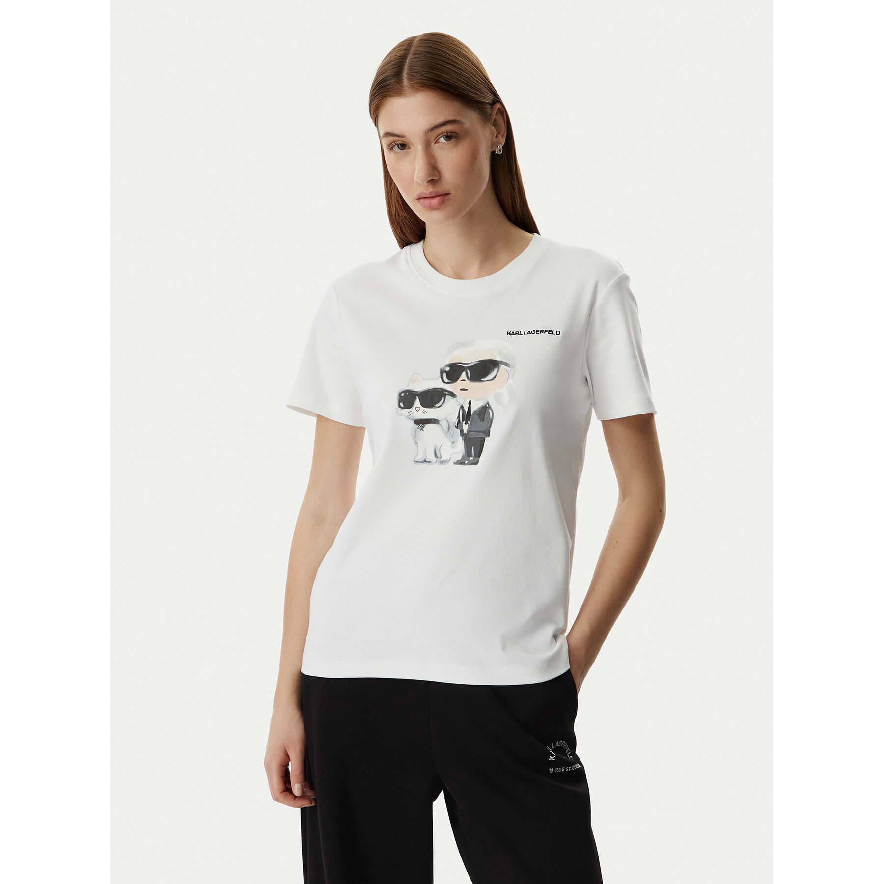 KARL LAGERFELD T-Shirt A3W17077 Biały Regular Fit