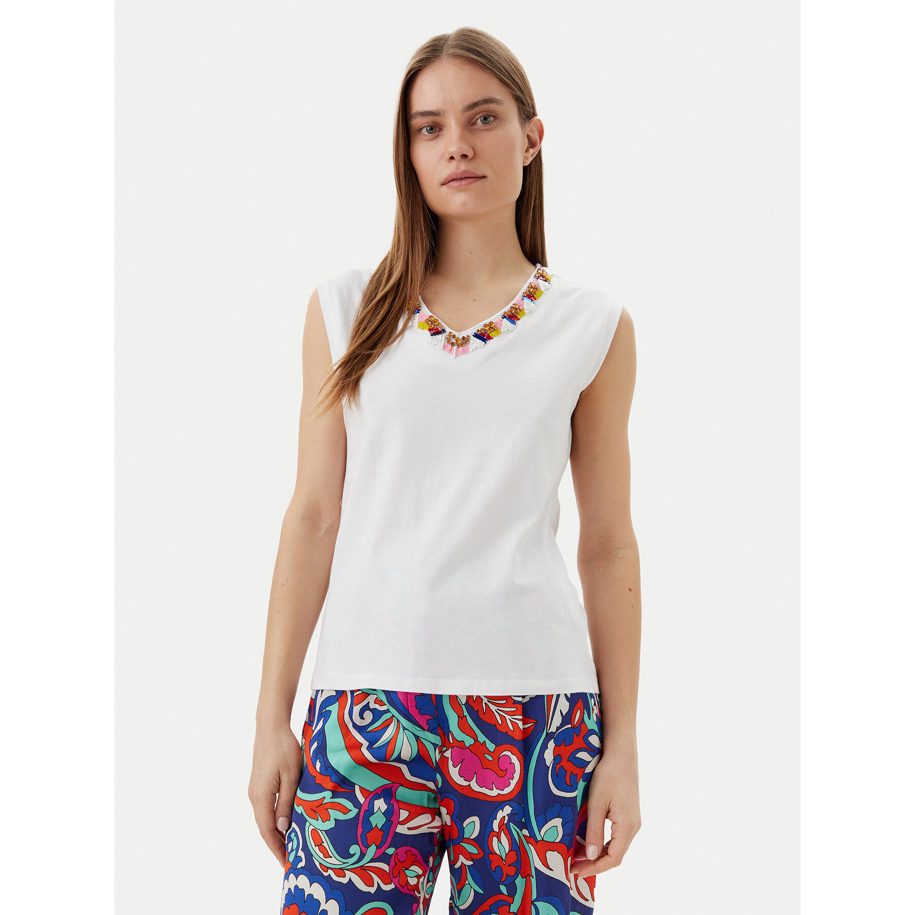 LOLA CASADEMUNT Top MS2515021 Biały Regular Fit