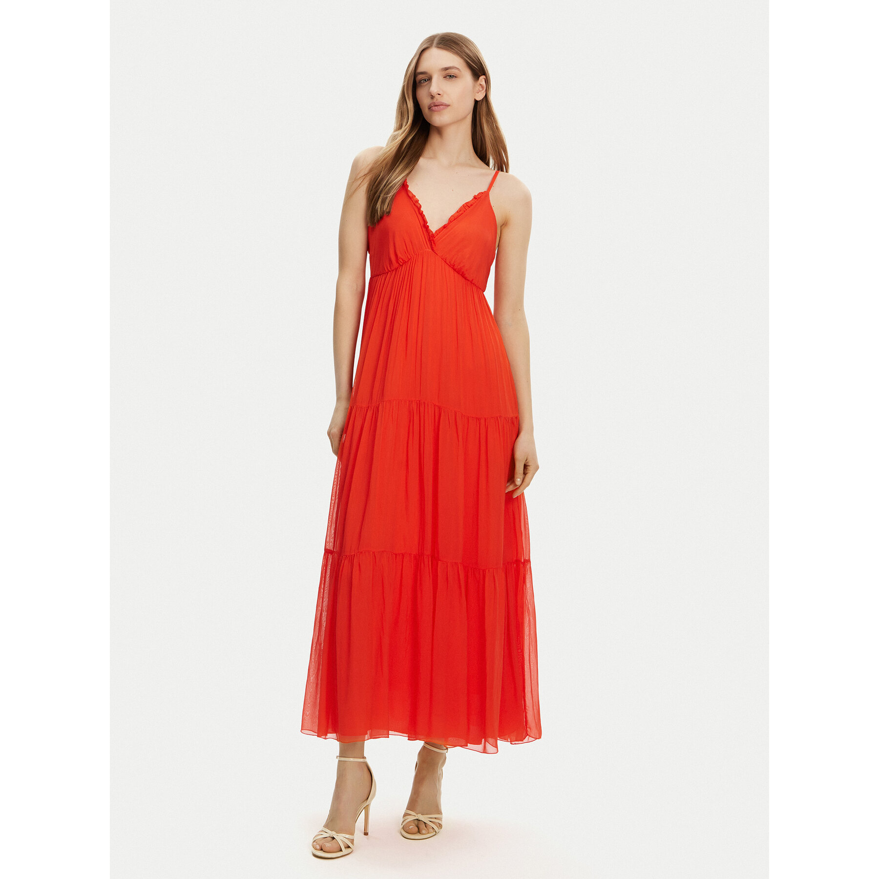 Haveone Sukienka letnia AFF-N011 Pomarańczowy Loose Fit