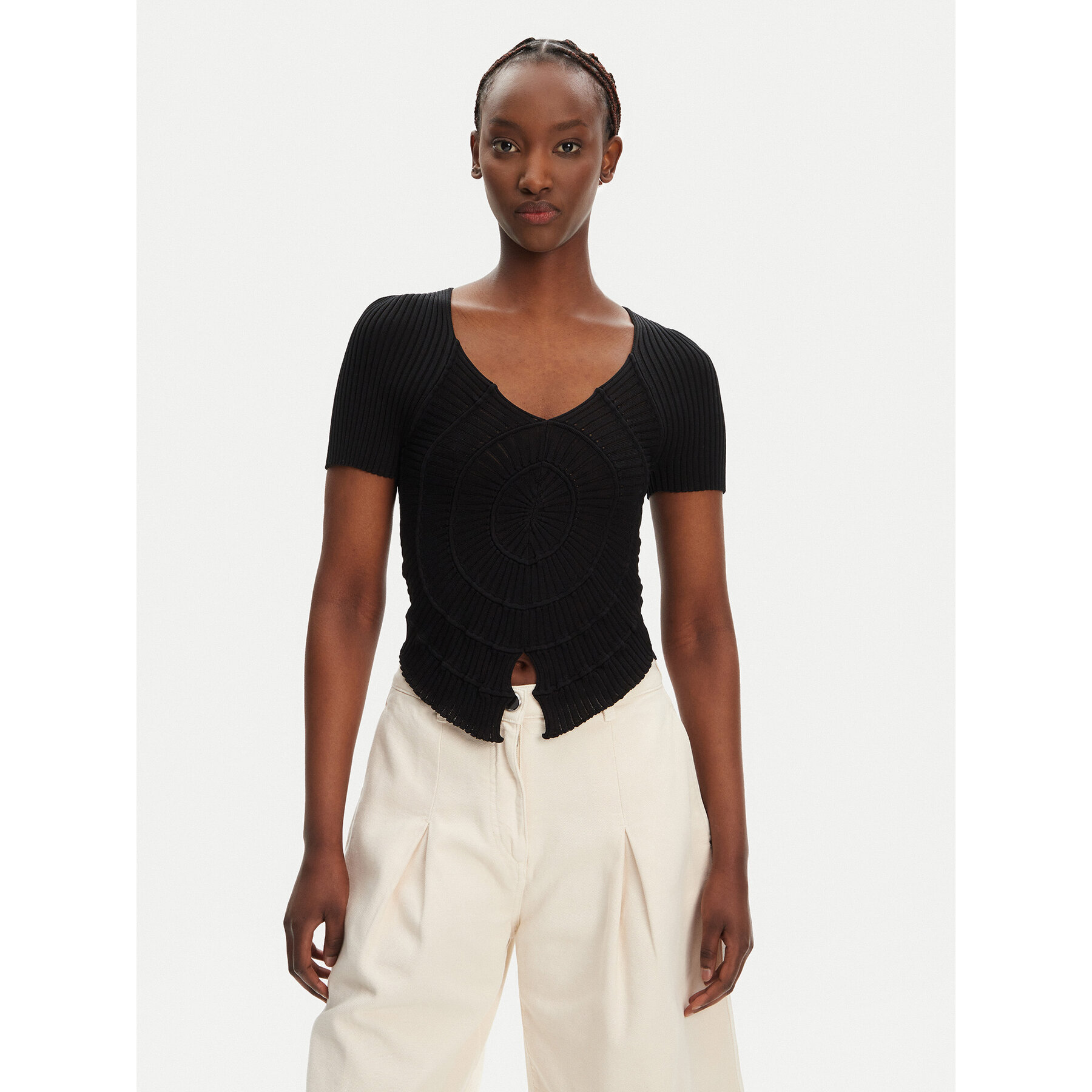 PINKO Bluzka Falterona Maglia 104625 A2E6 Czarny Regular Fit