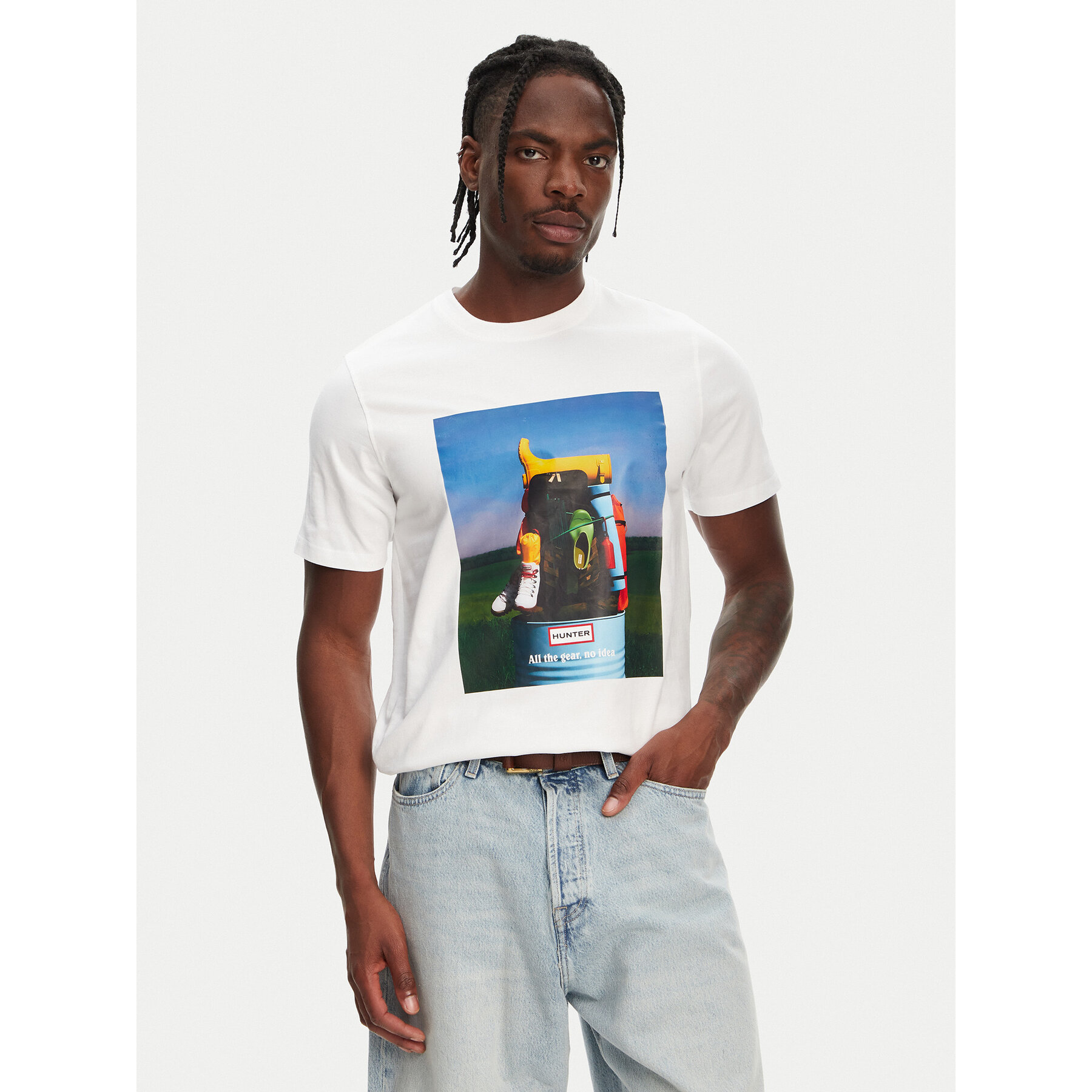 Hunter T-Shirt Brodie Graphic HARM0036251 Biały Regular Fit