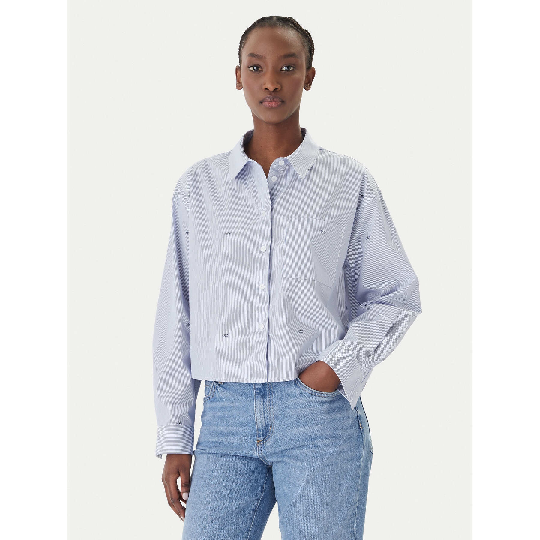 JOOP! Jeans Koszula Basima 10019224 30101901 Niebieski Oversize