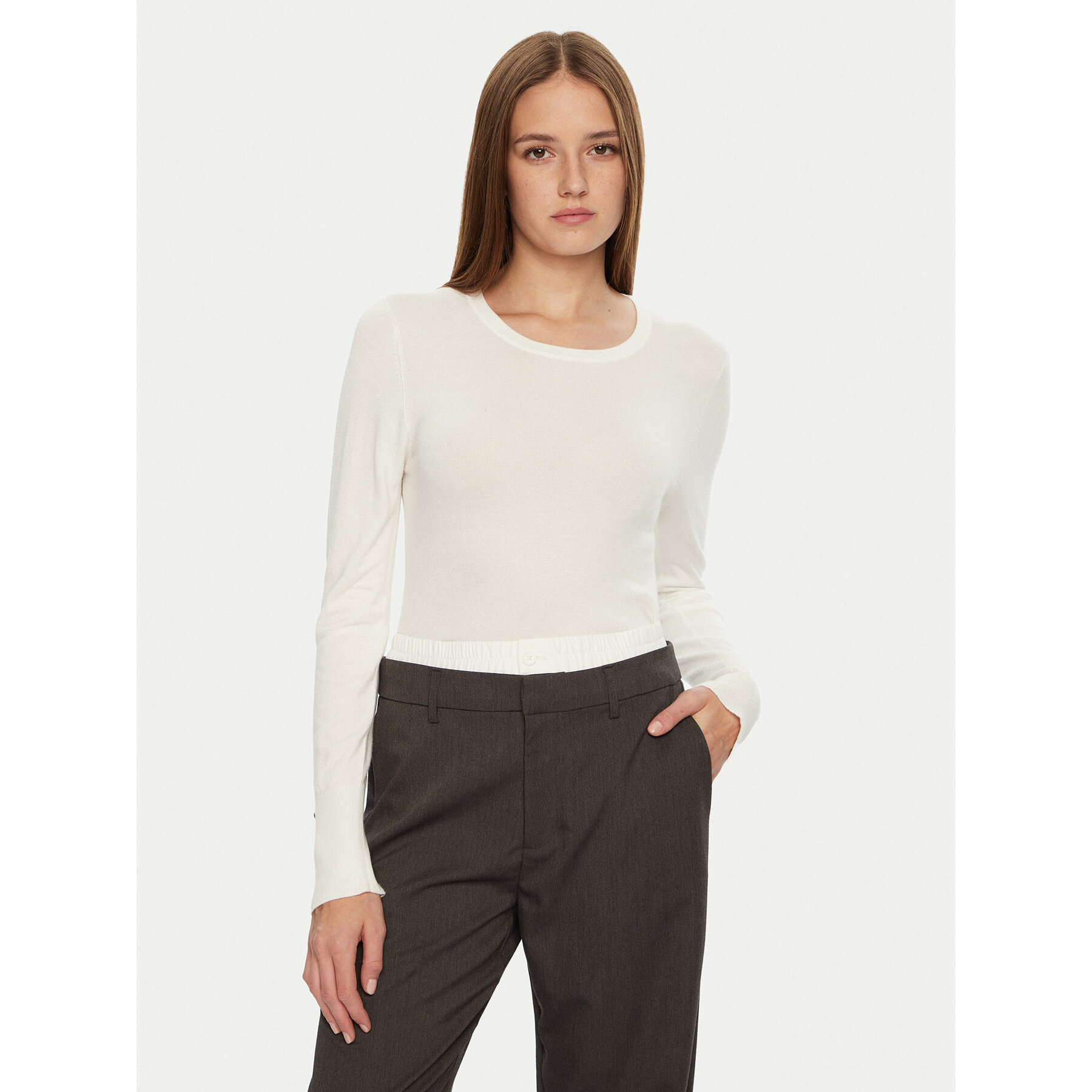 Brave Soul Sweter LK-248HOLLYIVR Écru Regular Fit