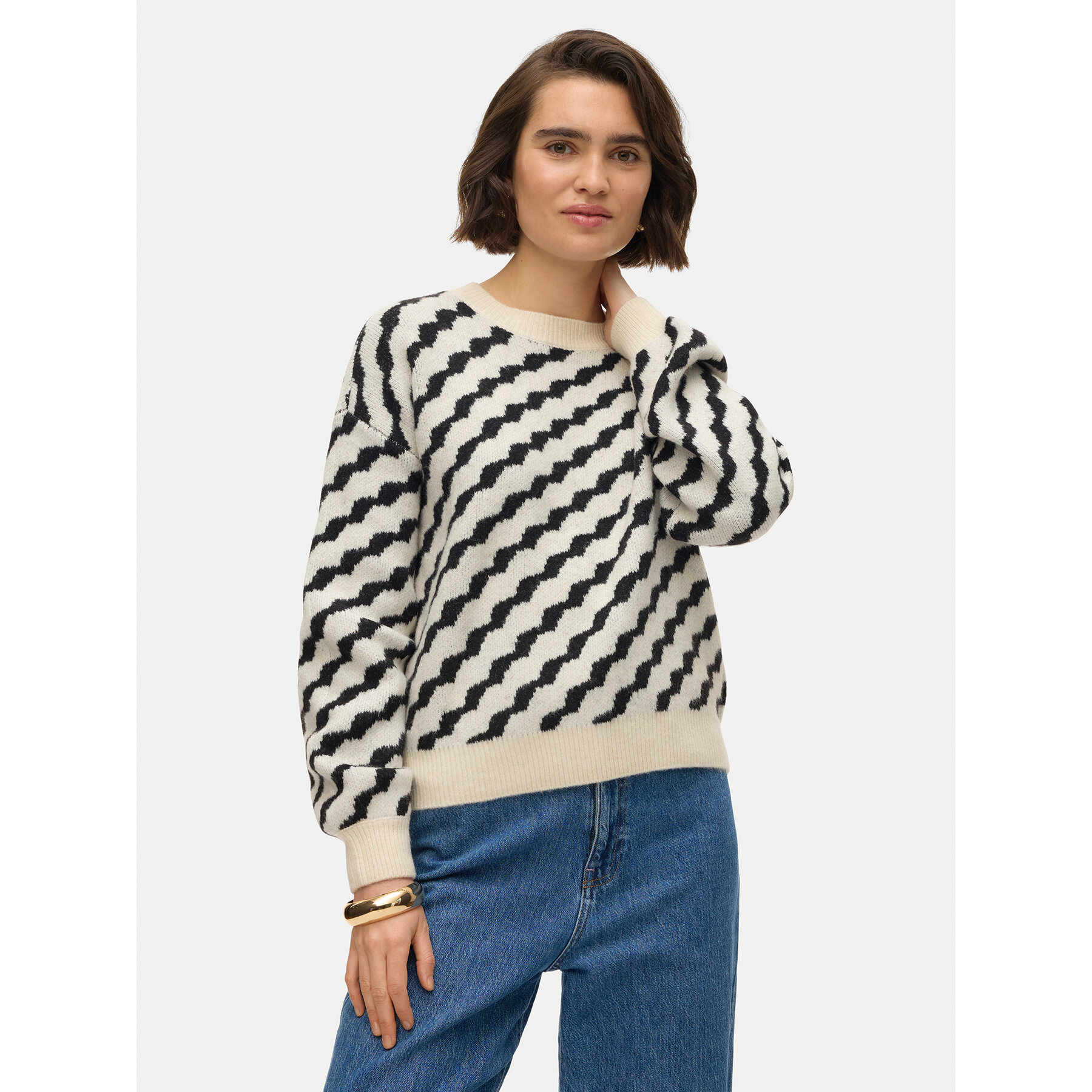 Vero Moda Sweter Lara 10310862 Beżowy Regular Fit