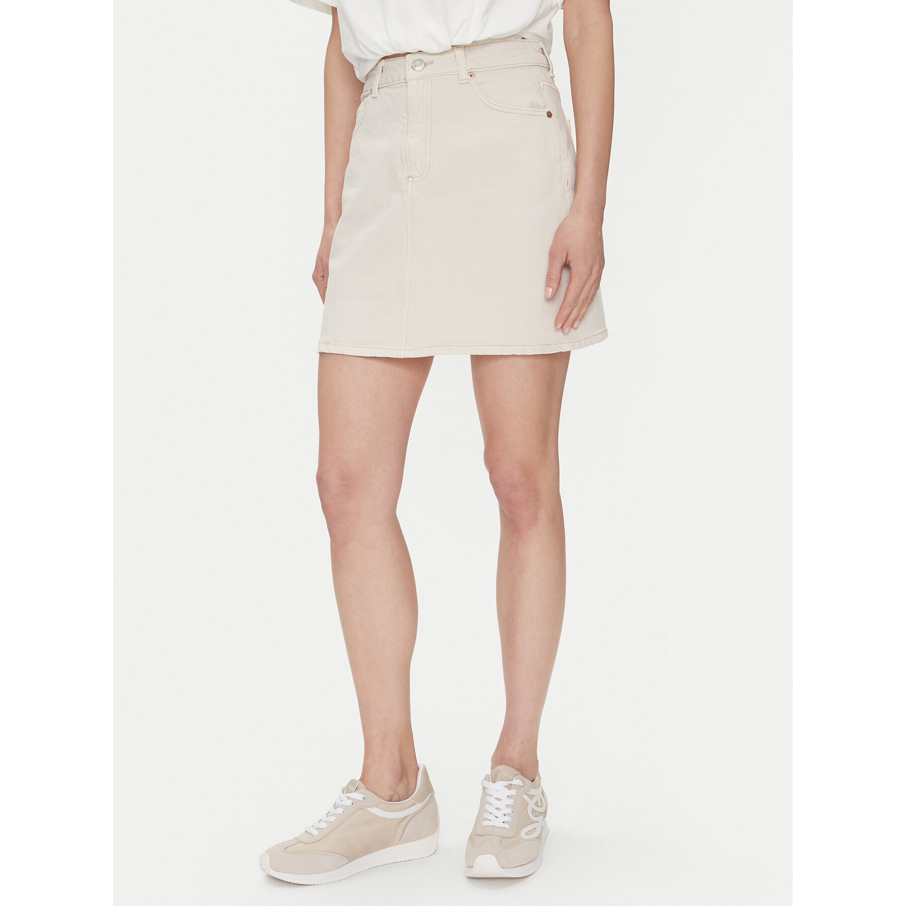 Vero Moda Spódnica jeansowa Tessa 10301536 Écru Regular Fit