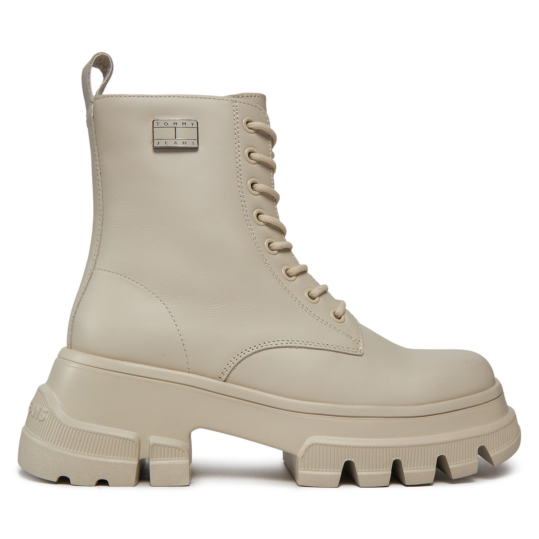 Tommy Jeans Trapery Tjw Chunky Leather Boot EN0EN02503 Beżowy