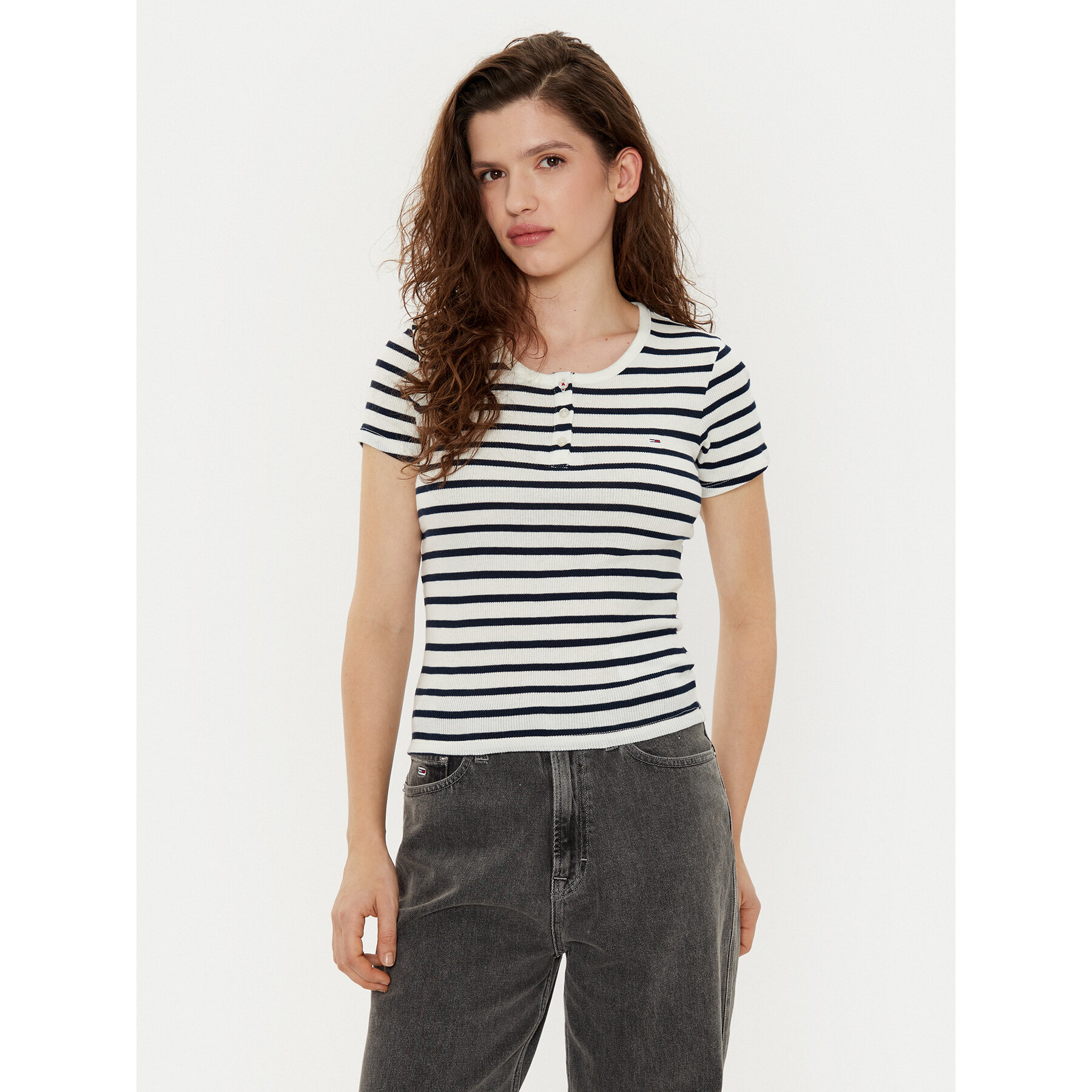Tommy Jeans T-Shirt DW0DW19502 Kolorowy Slim Fit