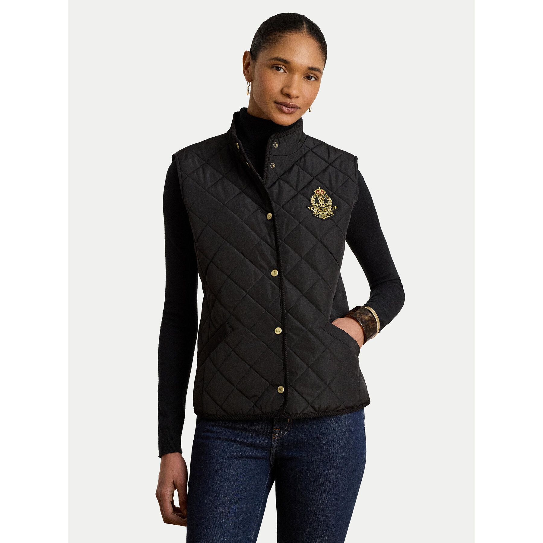LAUREN RALPH LAUREN Kamizelka 297P18068001 Czarny Regular Fit