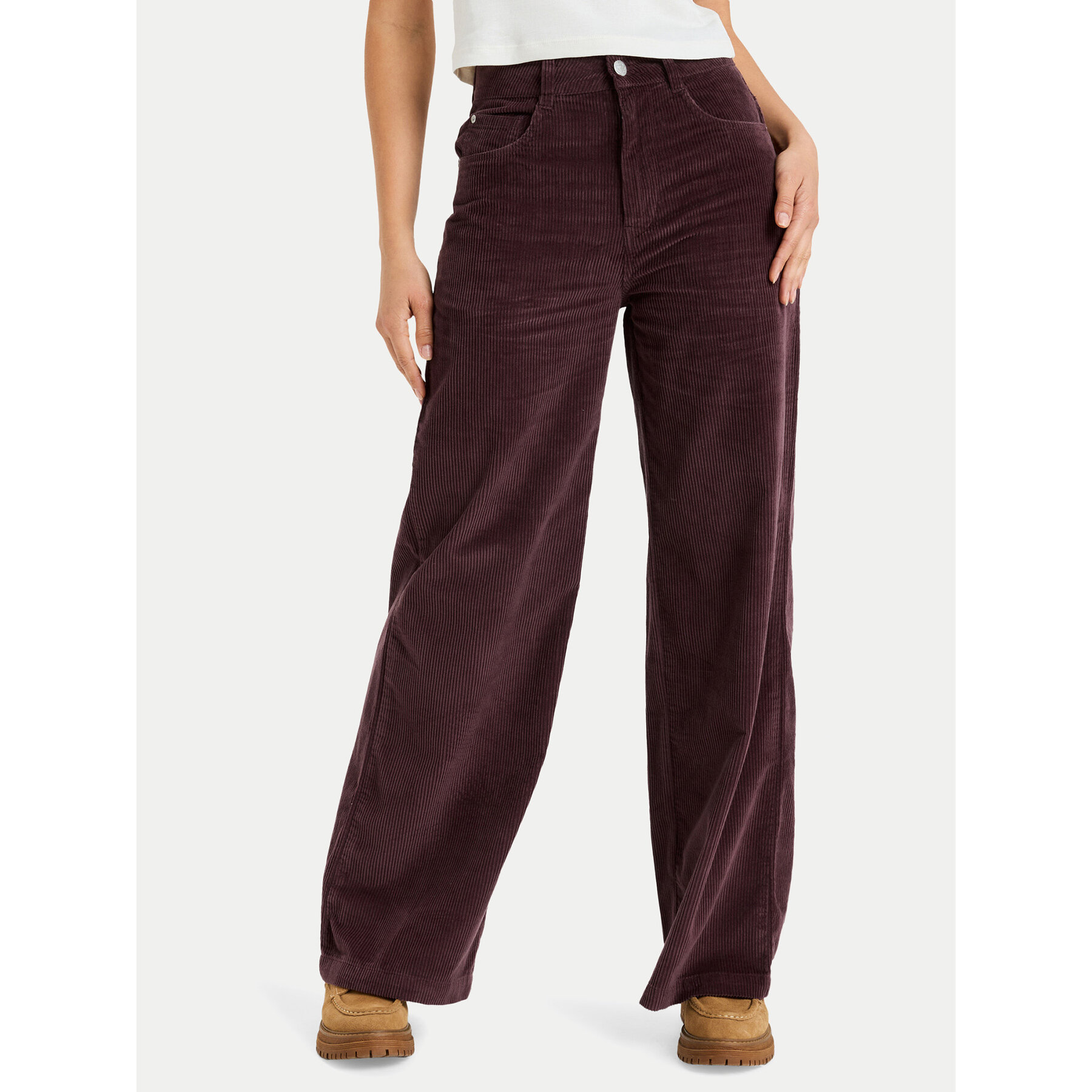 Roxy Spodnie materiałowe Surf On Cloud Cord ERJNP03678 Brązowy Regular Fit