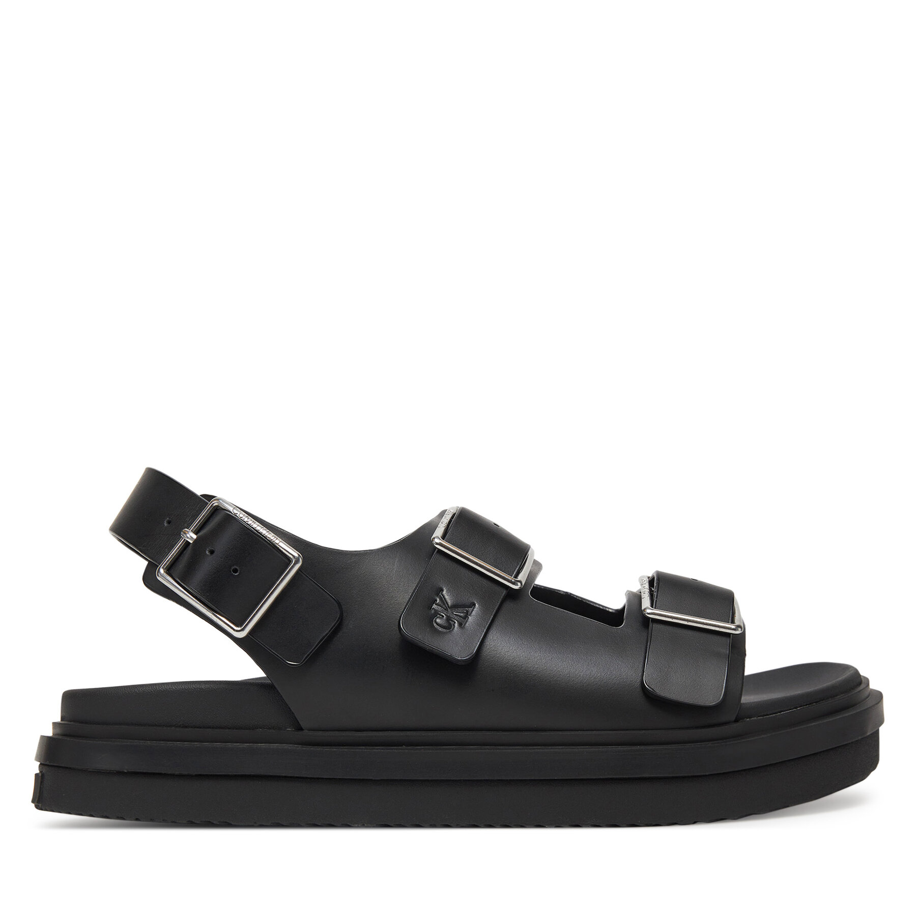 Calvin Klein Jeans Sandały Flat Molded Sandal Buckle YW0YW01785 Czarny