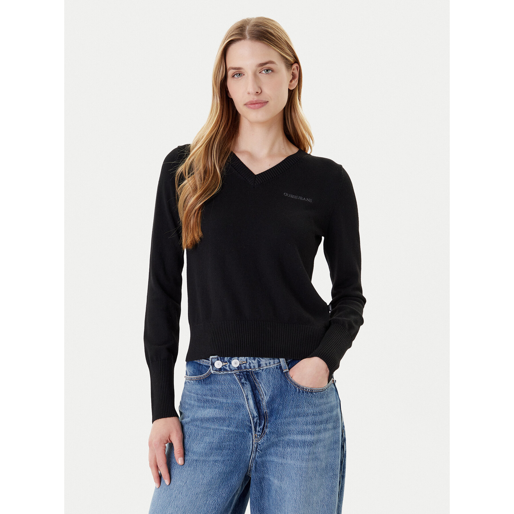 Guess Jeans Sweter W4BR84 Z3HO2 Czarny Regular Fit