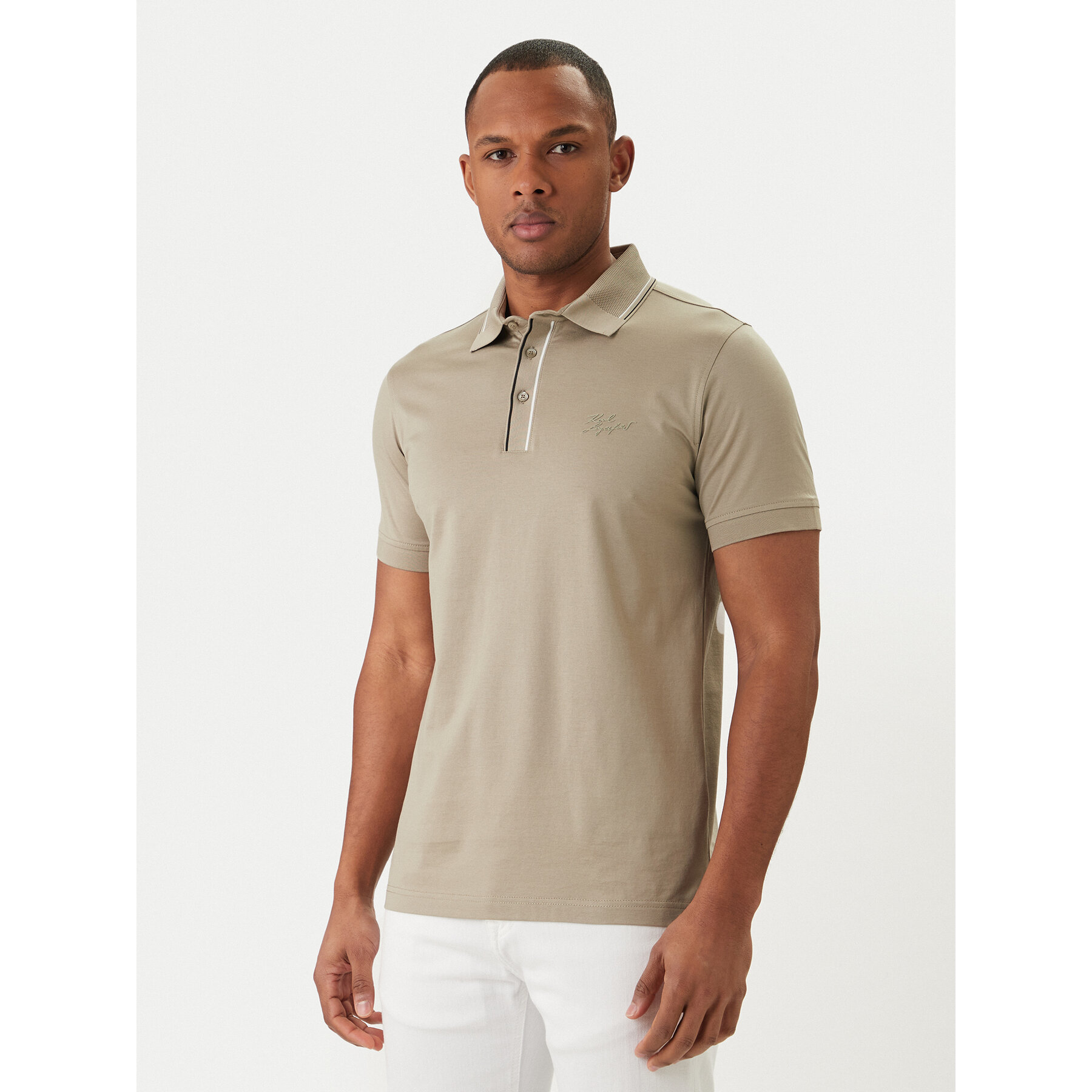 KARL LAGERFELD Polo 745002 562200 Khaki Regular Fit
