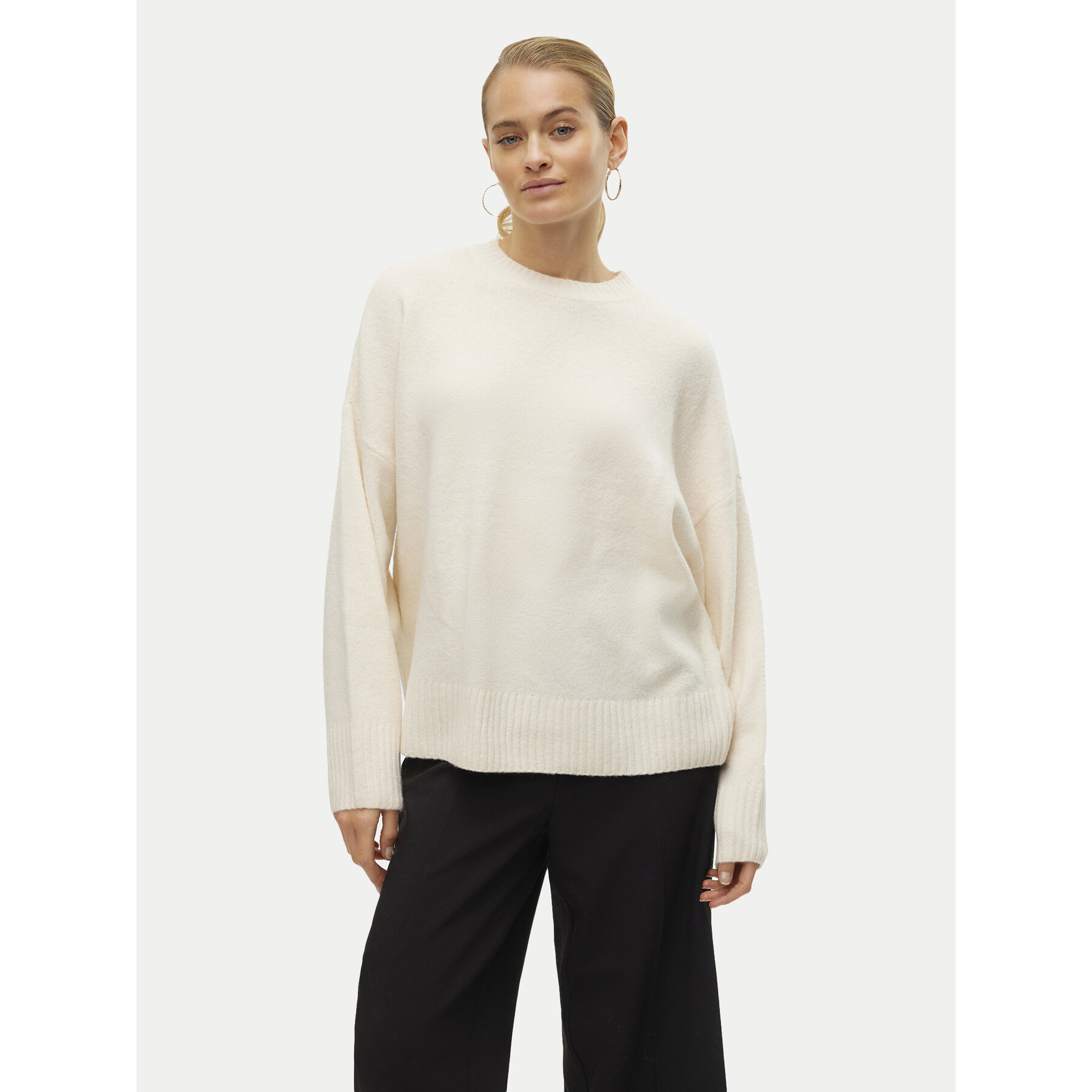 Vero Moda Sweter Boom 10320463 Écru Loose Fit