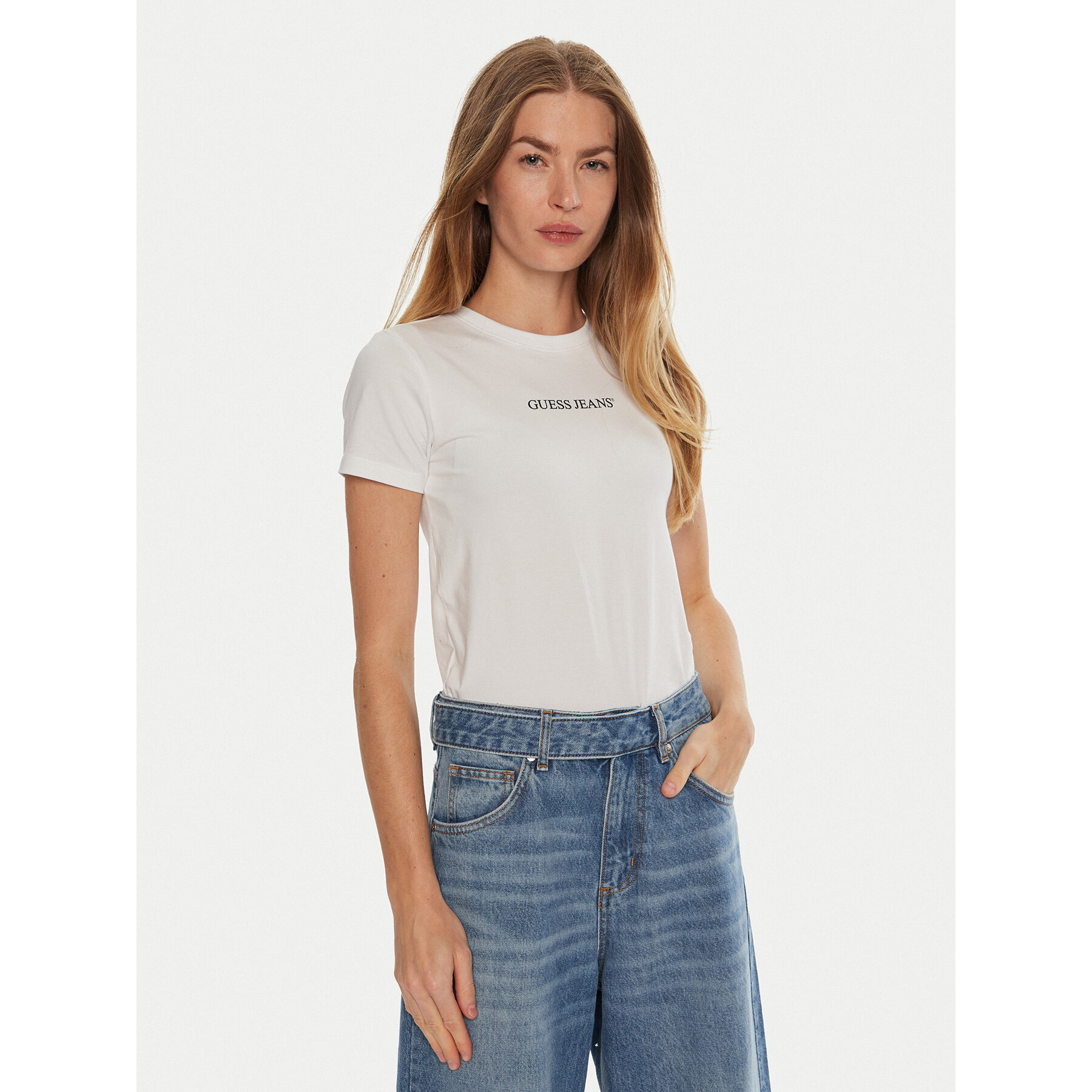 Guess Jeans T-Shirt W4YI01 J1314 Biały Slim Fit