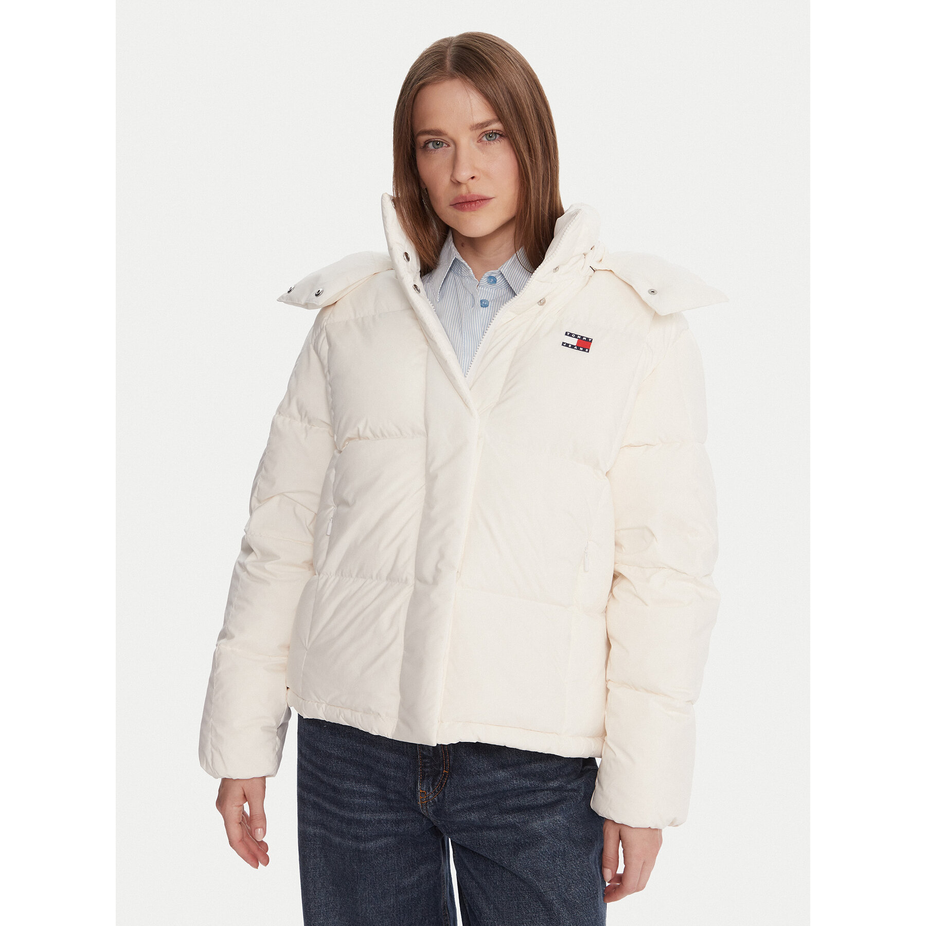 Tommy Jeans Kurtka puchowa Alaska DW0DW21623 Écru Relaxed Fit