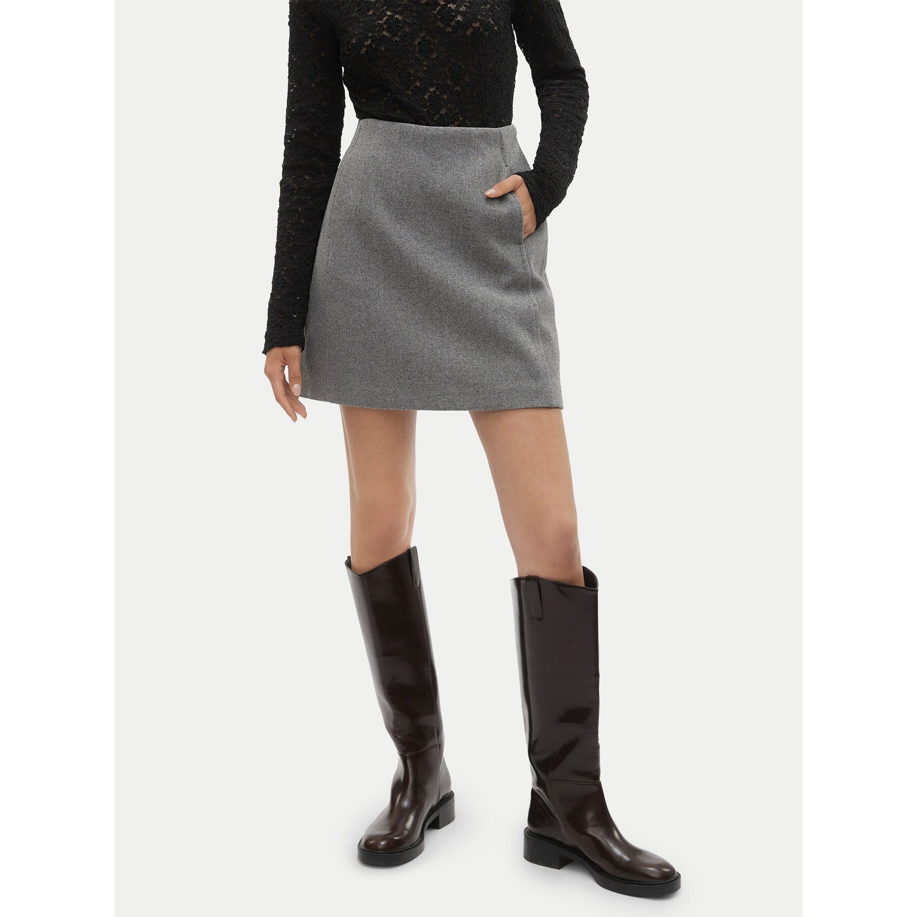 Vero Moda Spódnica ołówkowa Fortuneallison 10253954 Szary Slim Fit