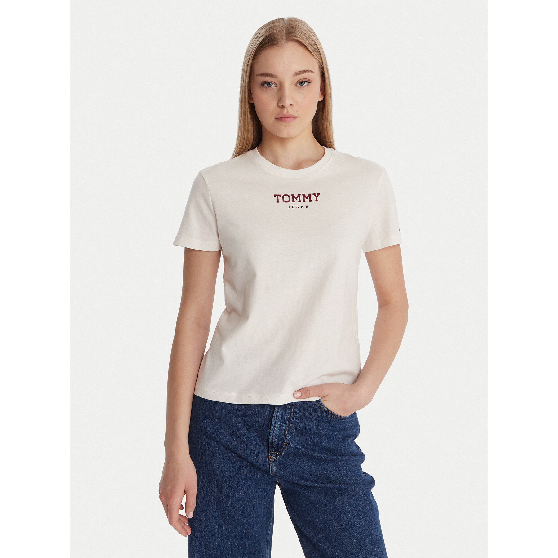 Tommy Jeans T-Shirt Essential DW0DW21842 Biały Regular Fit
