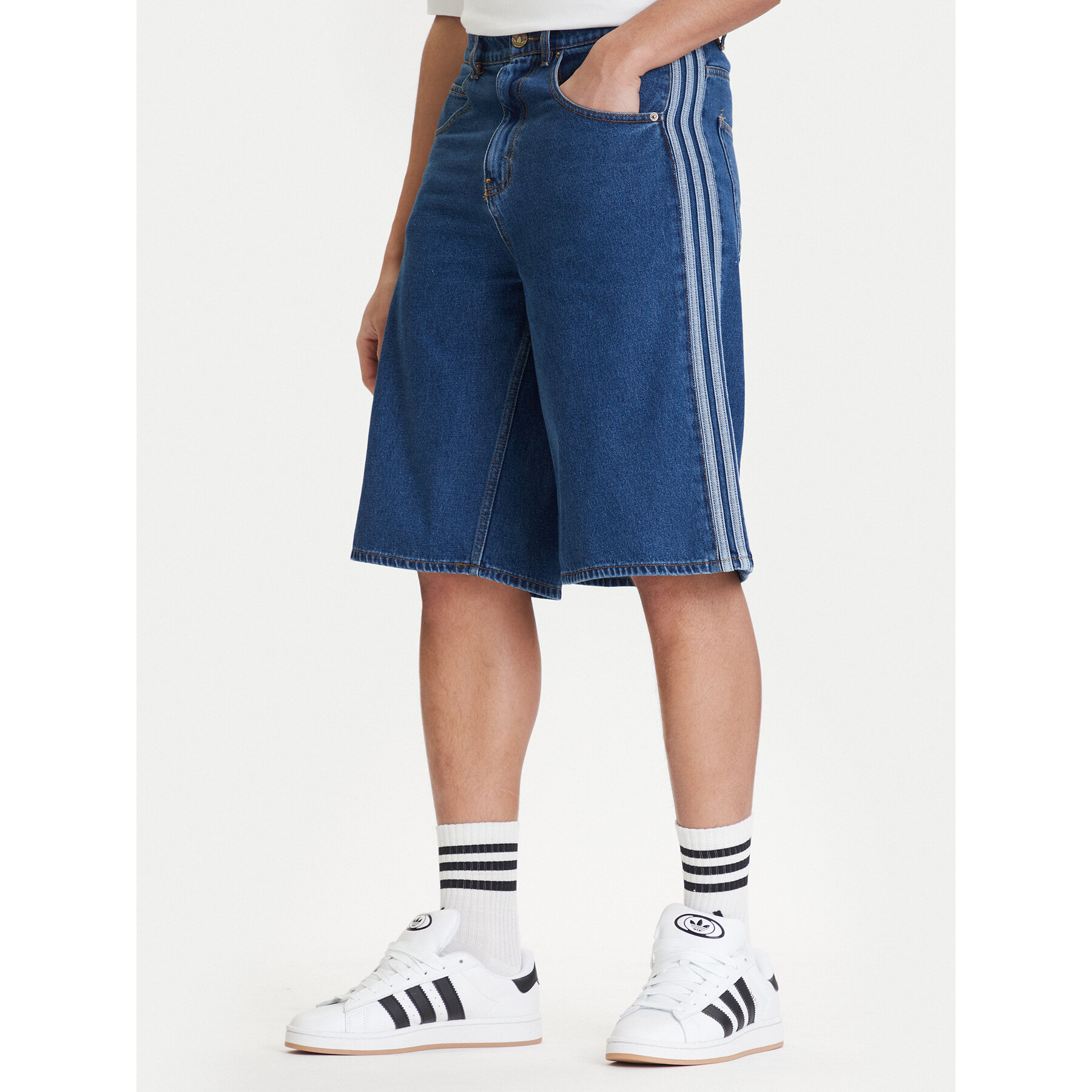 adidas Szorty jeansowe adicolor Firebird KD1500 Niebieski Loose Fit