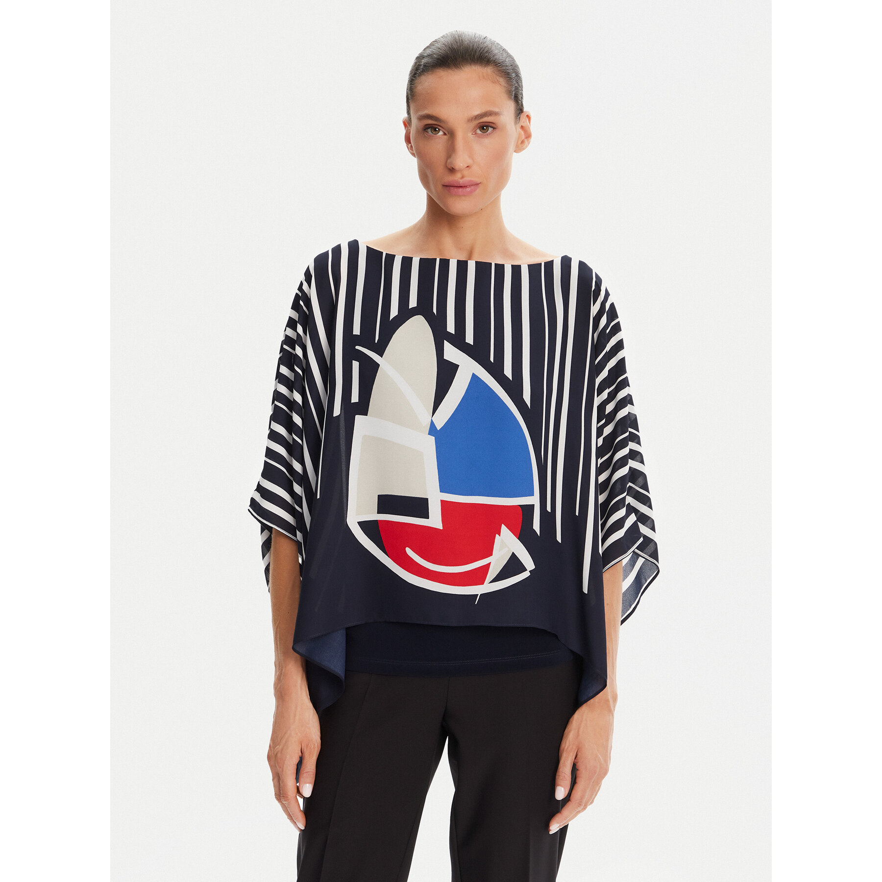 Joseph Ribkoff Bluzka 251180 Granatowy Relaxed Fit