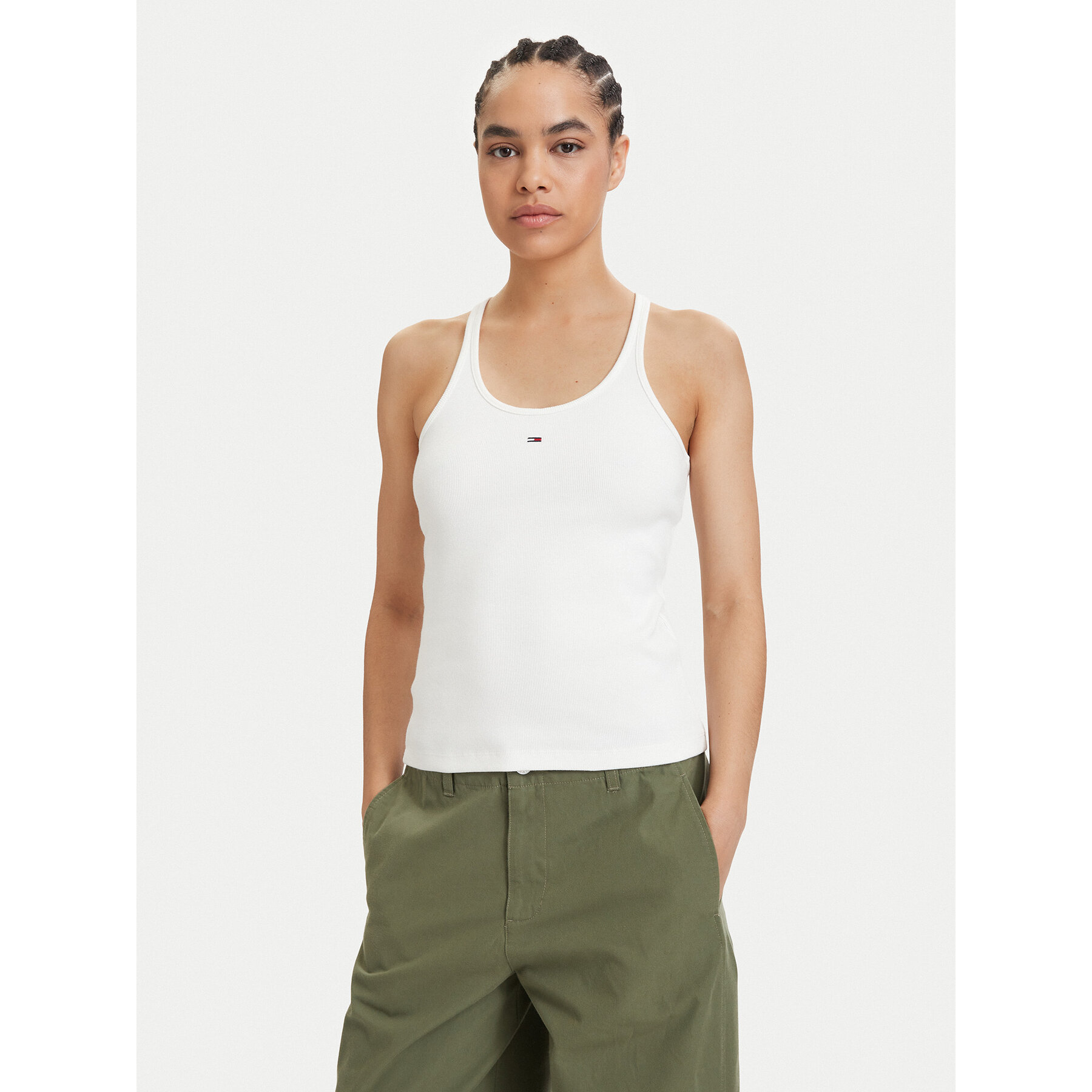 Tommy Jeans Top Racerback DW0DW22264 Biały Slim Fit