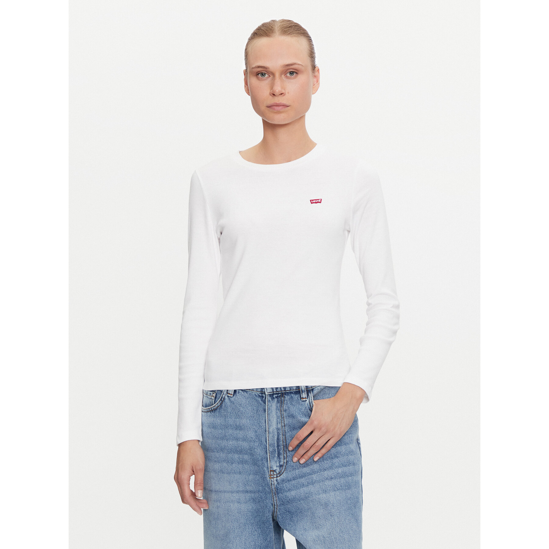 Levi's® Bluzka Essential Housemark 000KL-0000 Biały Regular Fit