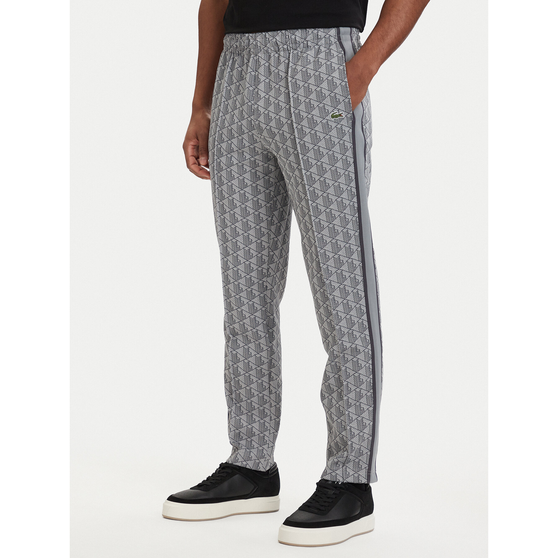Lacoste Spodnie dresowe Paris Monogram XH1440 Szary Regular Fit