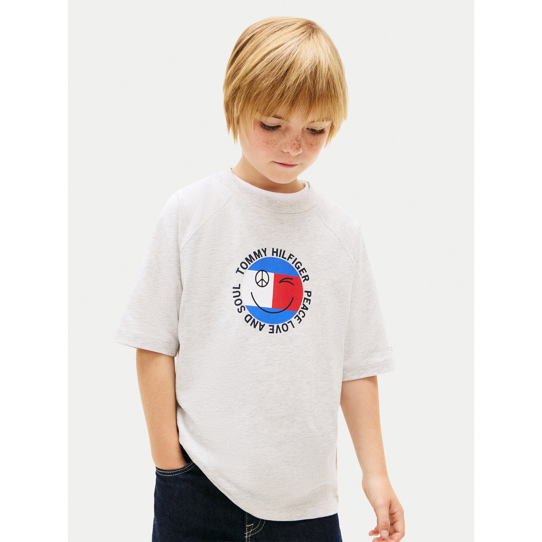Tommy Hilfiger T-Shirt Smiley Flag KB0KB10269 Szary Regular Fit
