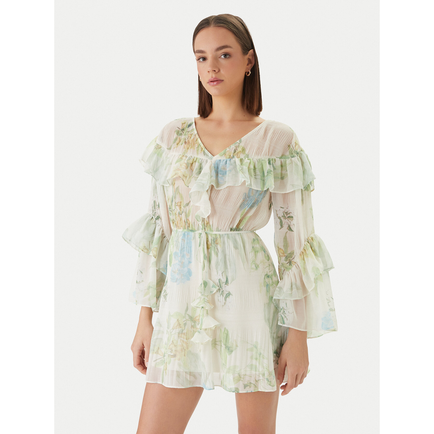 Guess Sukienka koktajlowa W6GKA5 W2400 Zielony Regular Fit