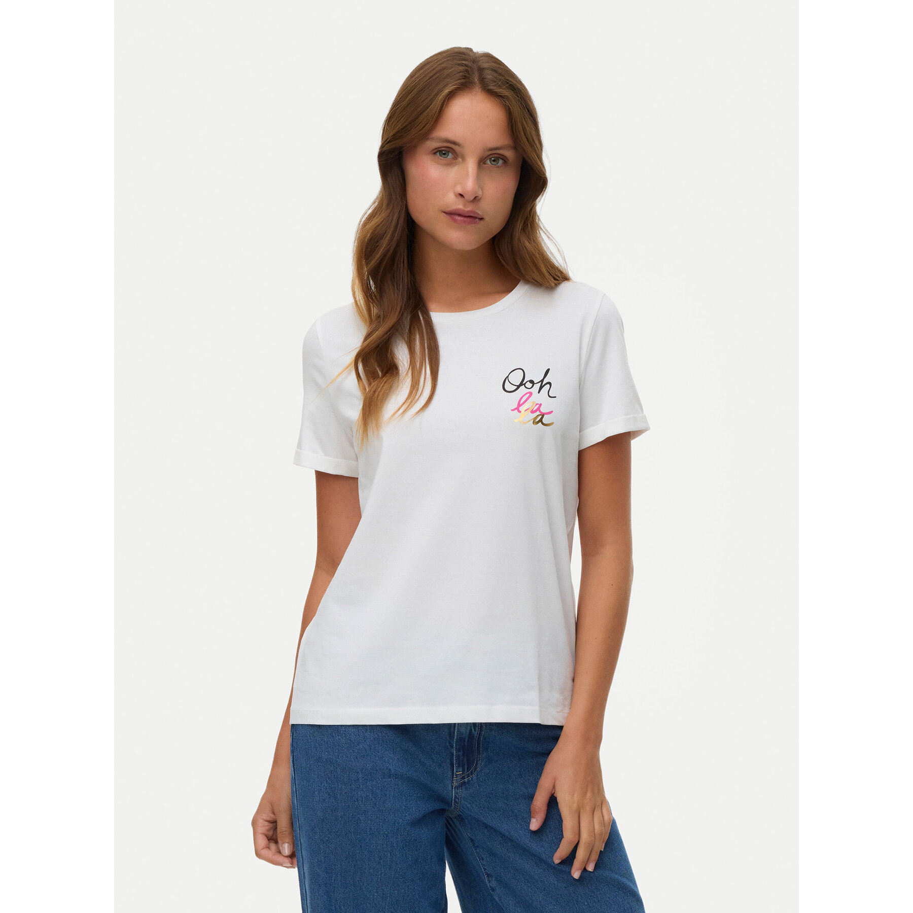 Vero Moda T-Shirt Ikami 10340181 Biały Regular Fit