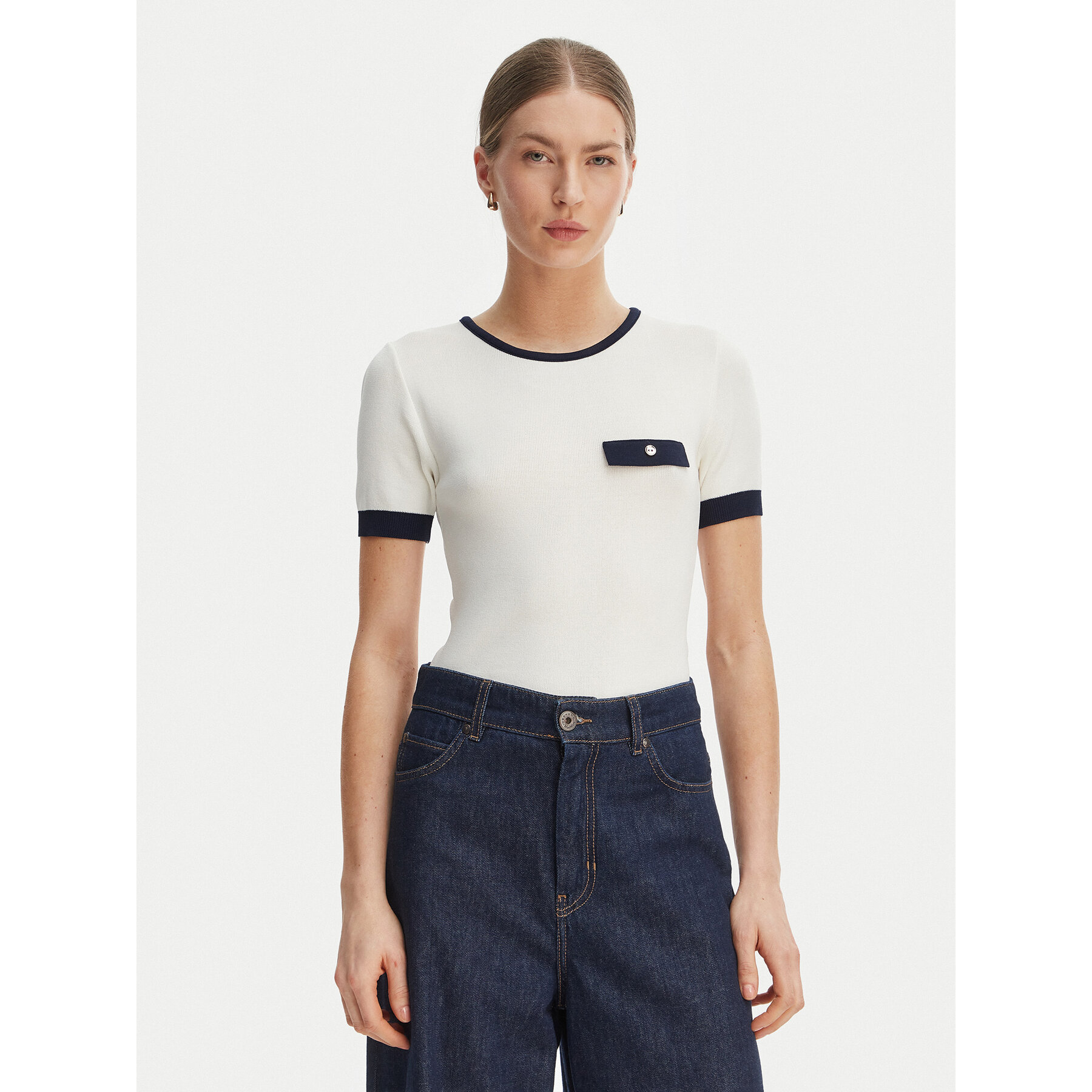 Rinascimento Bluzka CFM0012253003 Biały Slim Fit