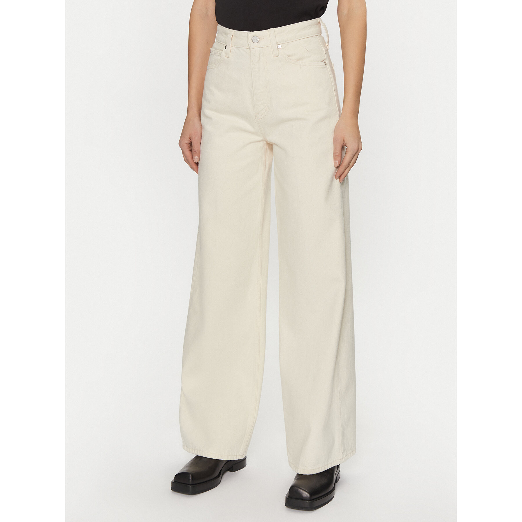 Calvin Klein Jeansy K20K208018 Écru Wide Leg