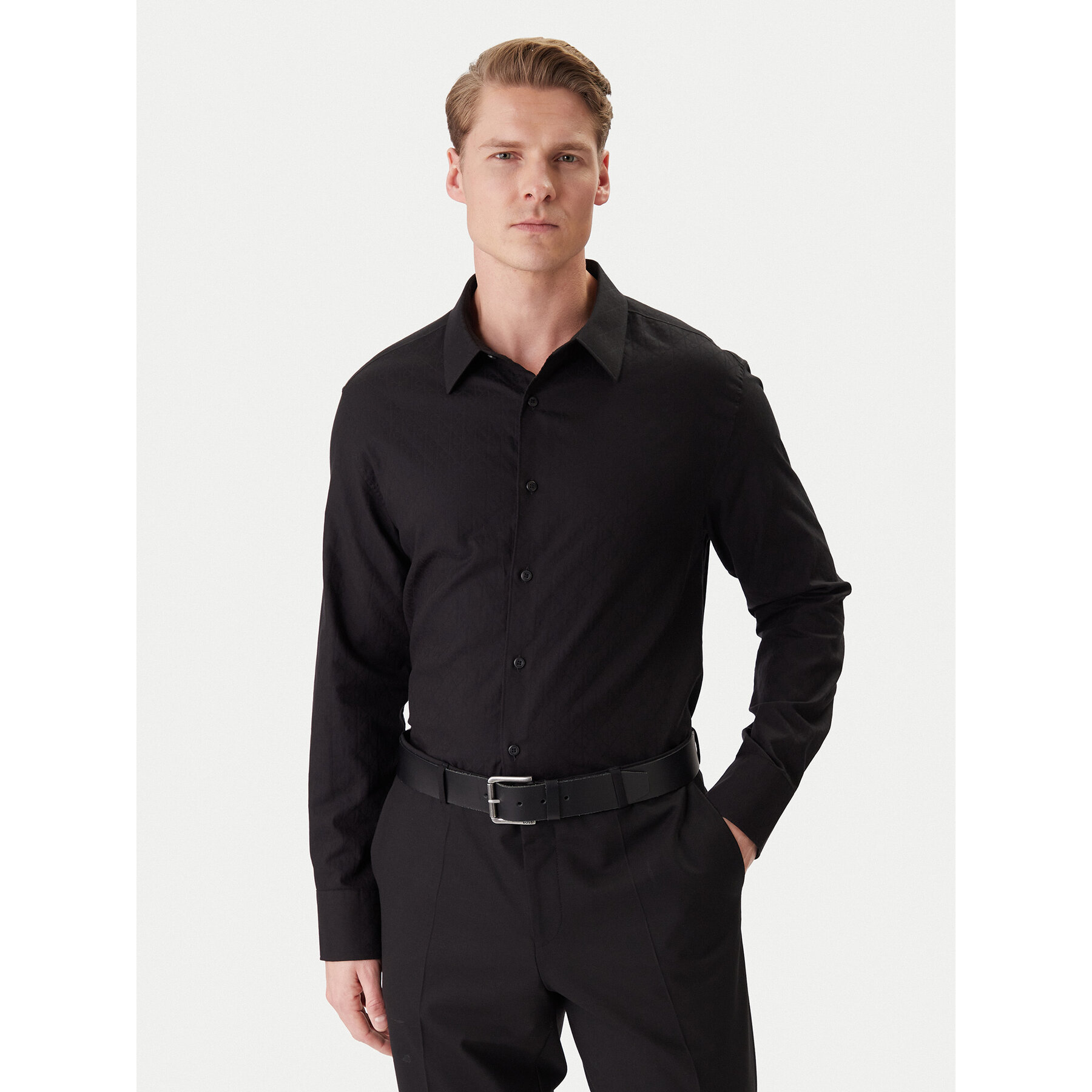 Calvin Klein Koszula Easy LV04LE111G Czarny Relaxed Fit