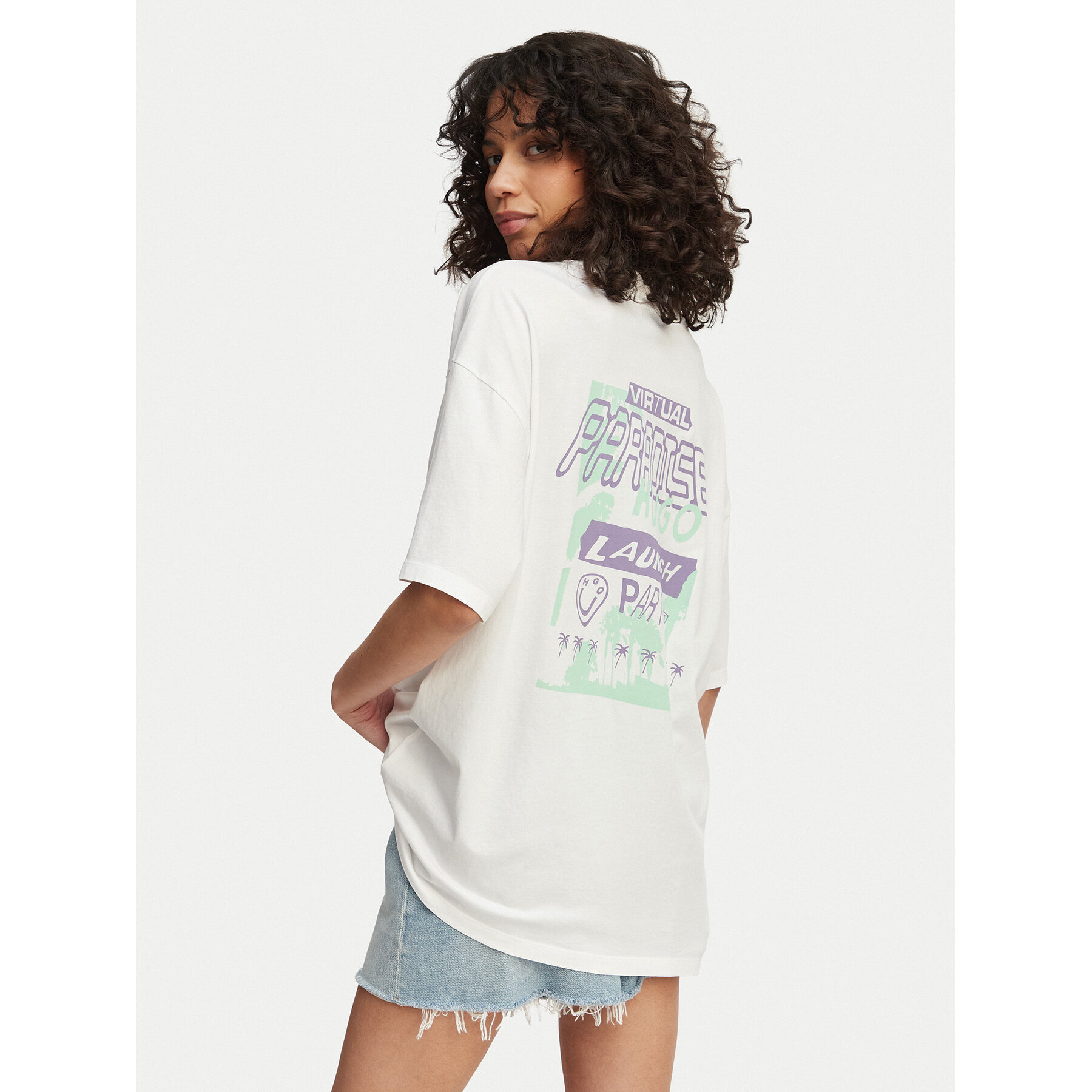 HUGO T-Shirt Tee 50560784 Biały Oversize