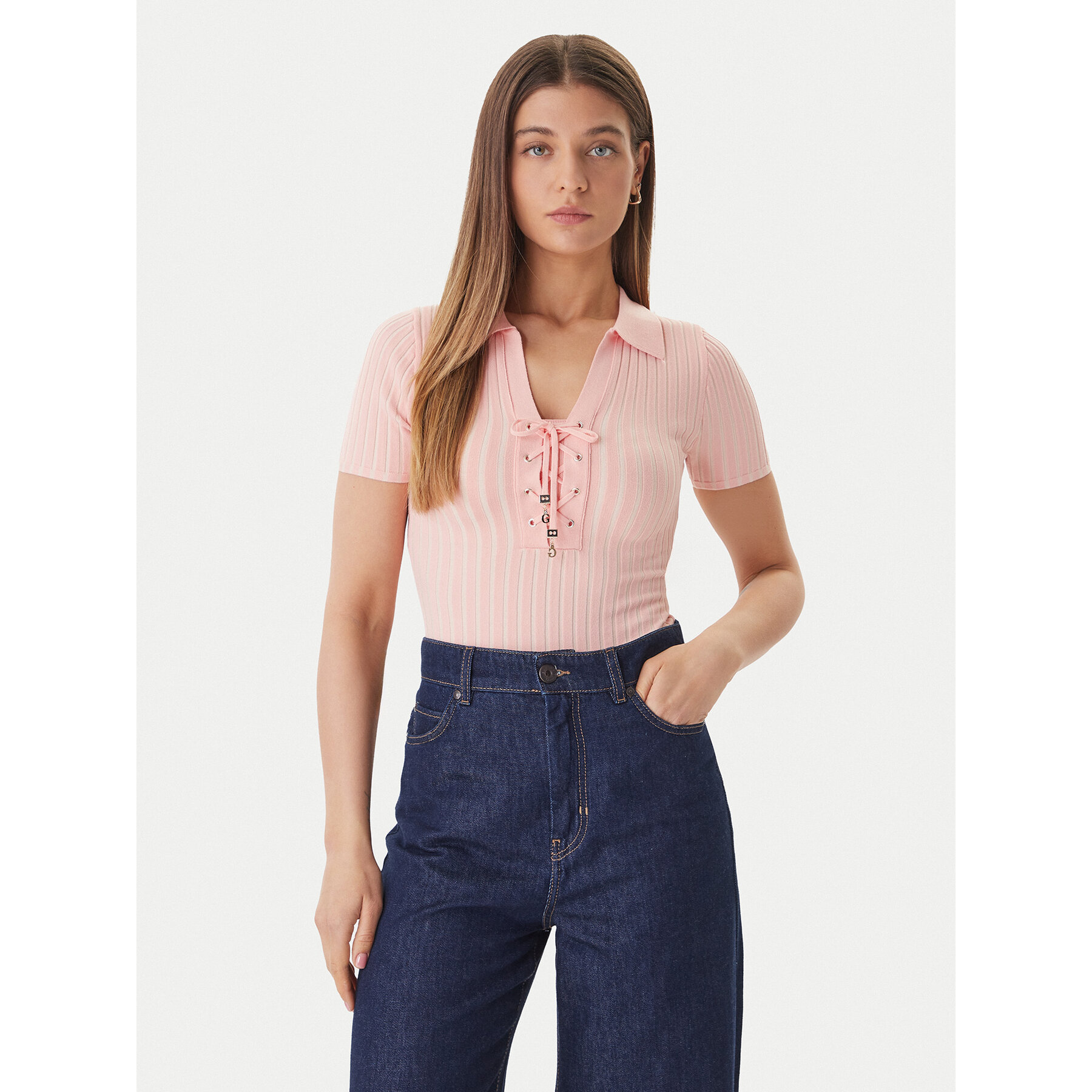 Guess Sweter W6GR09 Z0590 Pomarańczowy Regular Fit