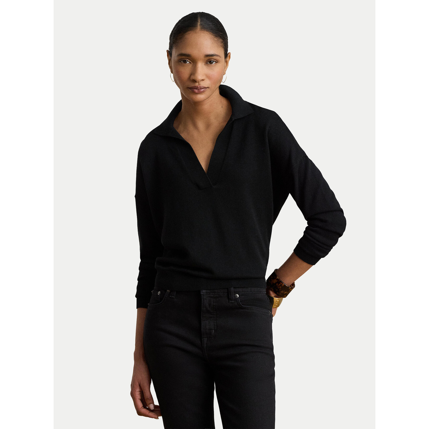 LAUREN RALPH LAUREN Sweter 200P14056002 Czarny Regular Fit