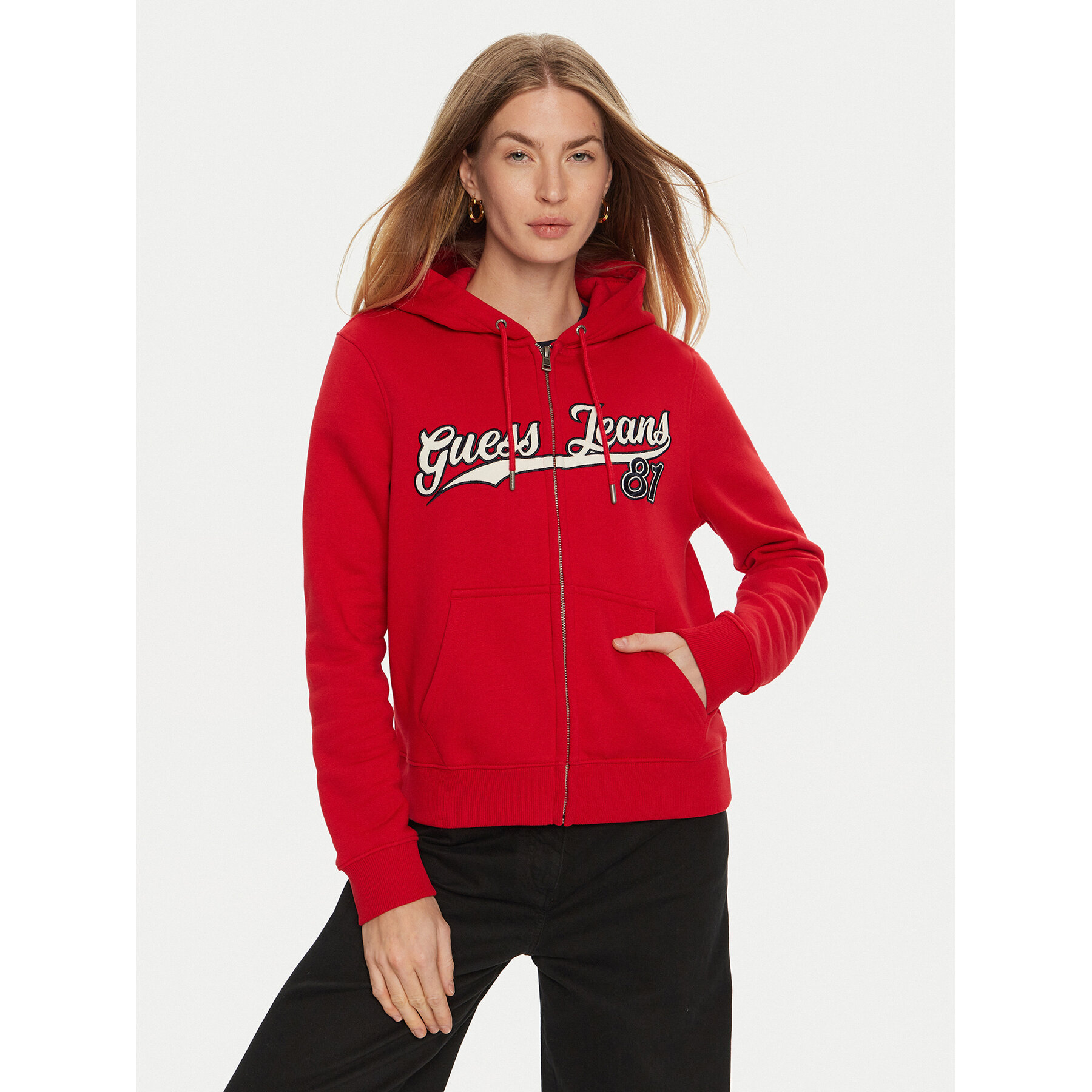 Guess Jeans Bluza W4BQ03 KC811 Czerwony Regular Fit