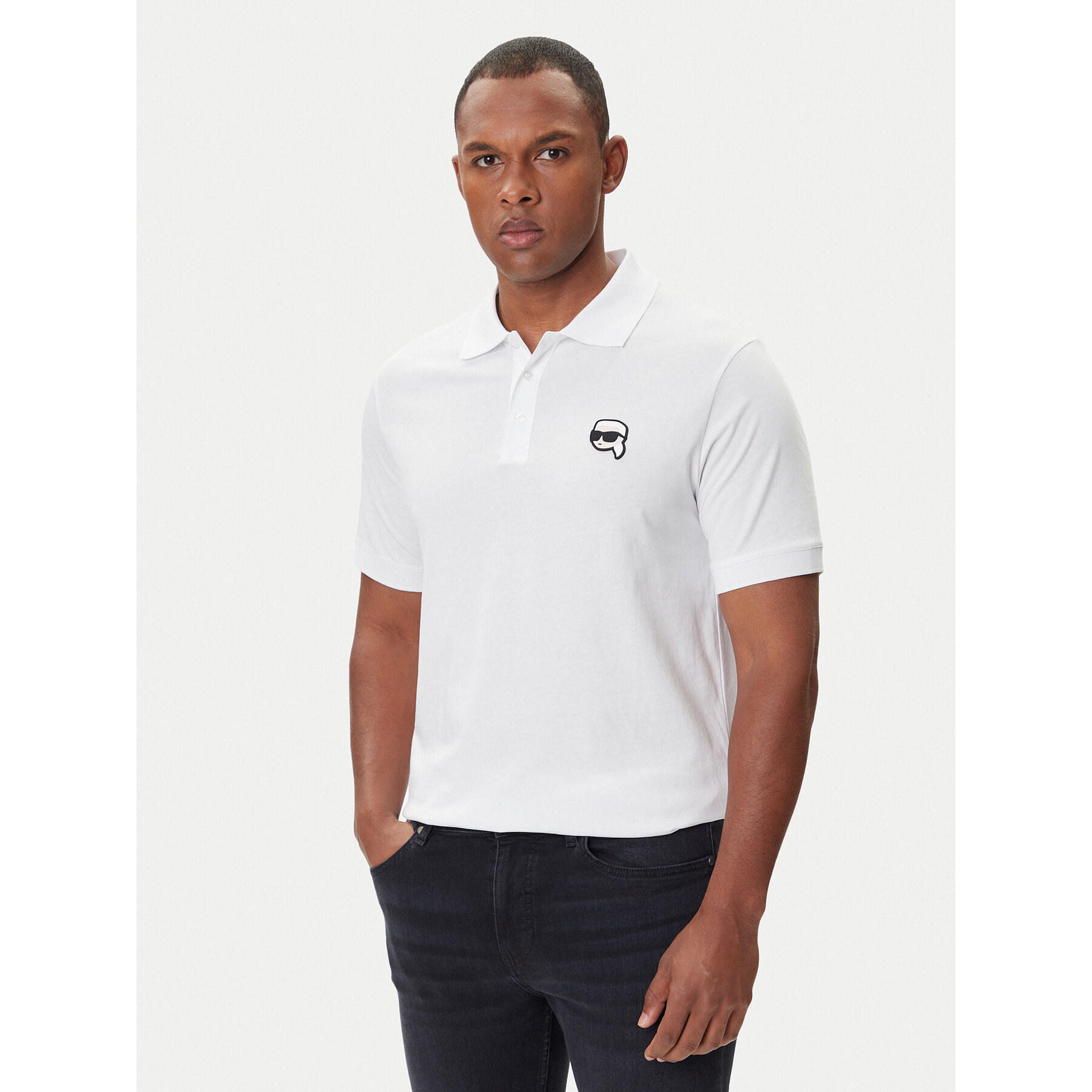 KARL LAGERFELD Polo 745710 500224 Biały Regular Fit
