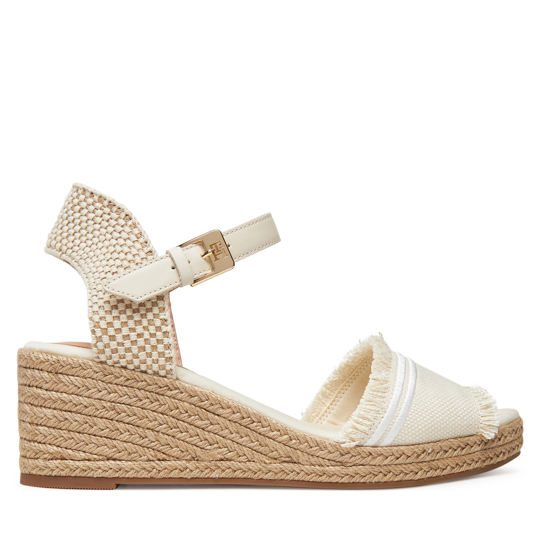 Tommy Hilfiger Espadryle Fringe Canvas Medium Wedge FW0FW08879 Beżowy