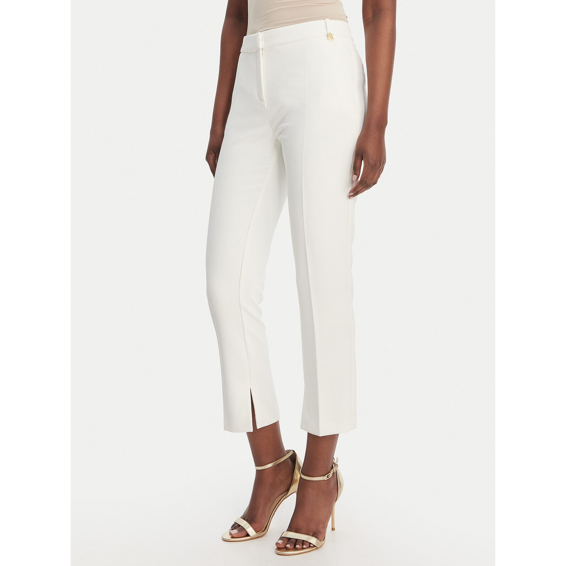 Elisabetta Franchi Spodnie materiałowe PA-166-61E2-V300 Biały Slim Fit