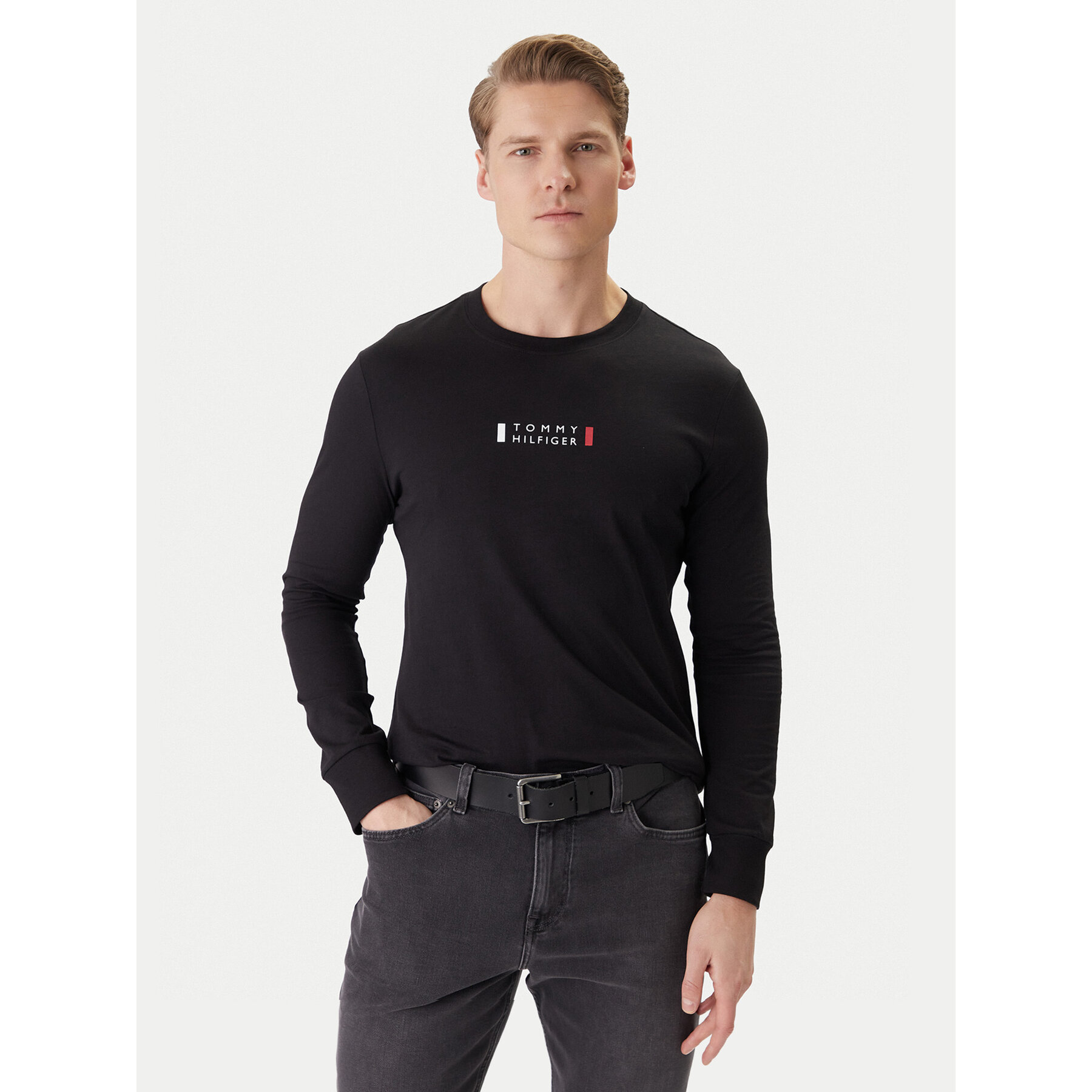 Tommy Hilfiger Longsleeve Brand Love Ls Tee MW0MW41454 Czarny Slim Fit