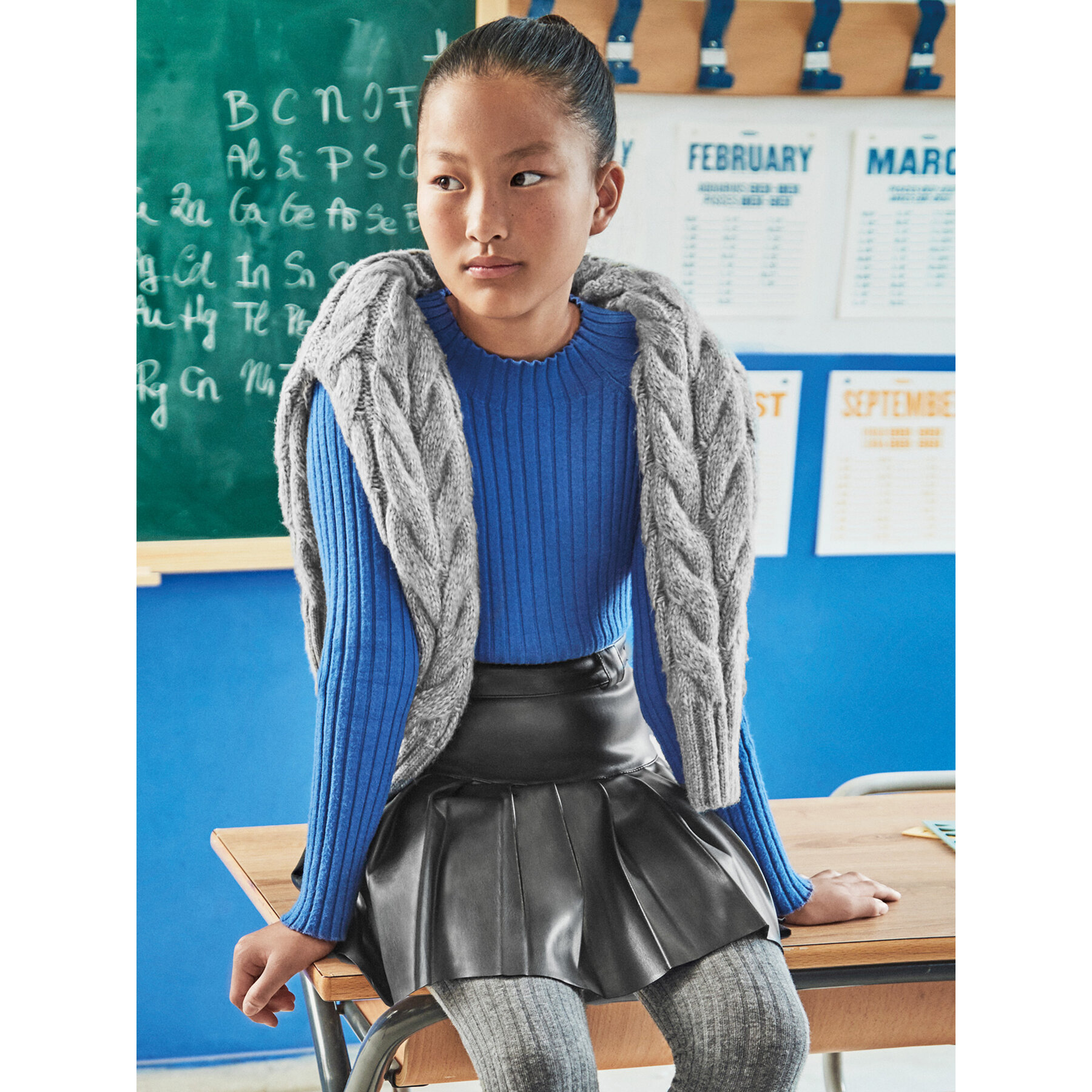 Mayoral Spódnica skórzana 7.952 Czarny Regular Fit