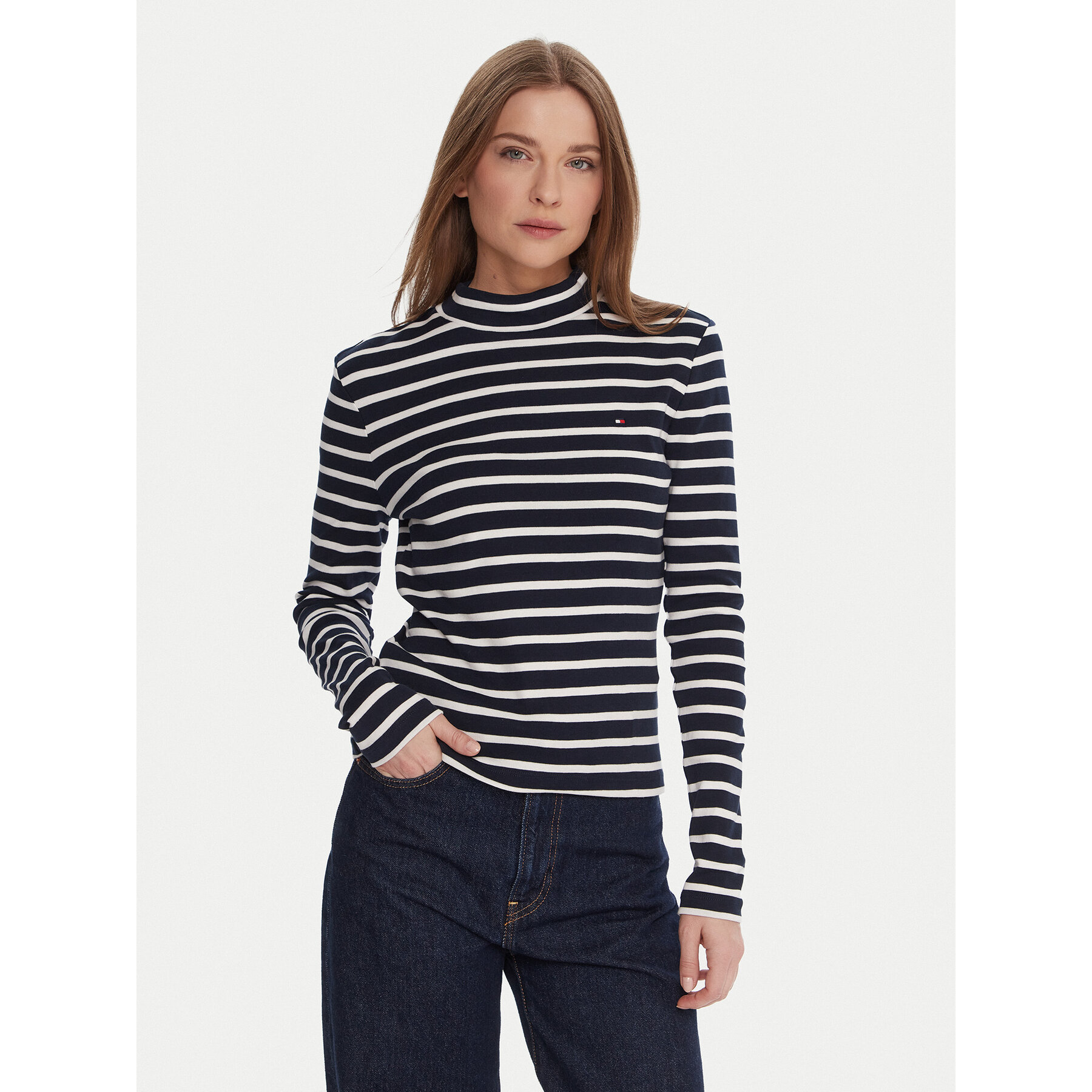 Tommy Hilfiger Bluzka WW0WW47307 Granatowy Slim Fit