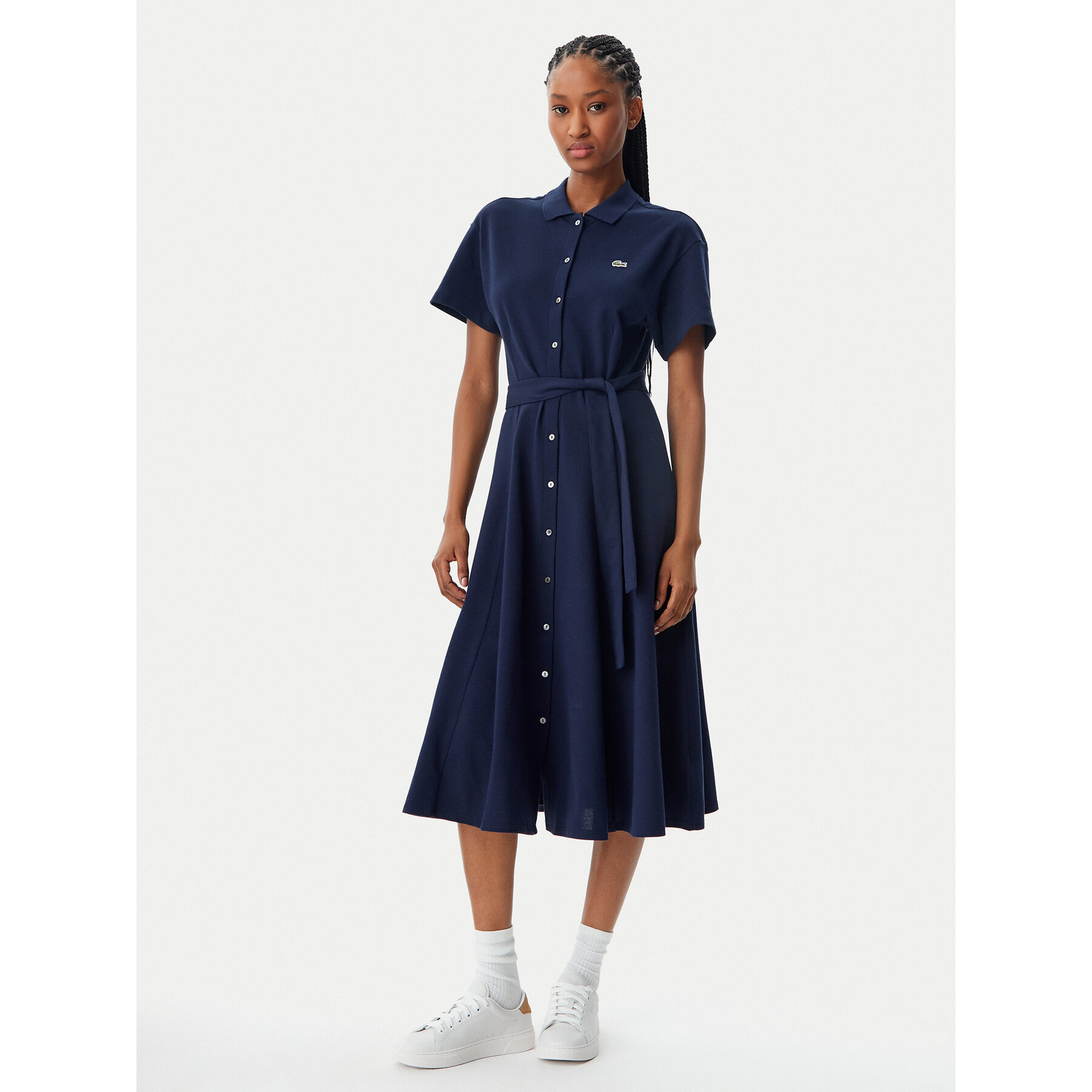 Lacoste Sukienka koszulowa EF9621 Granatowy Regular Fit