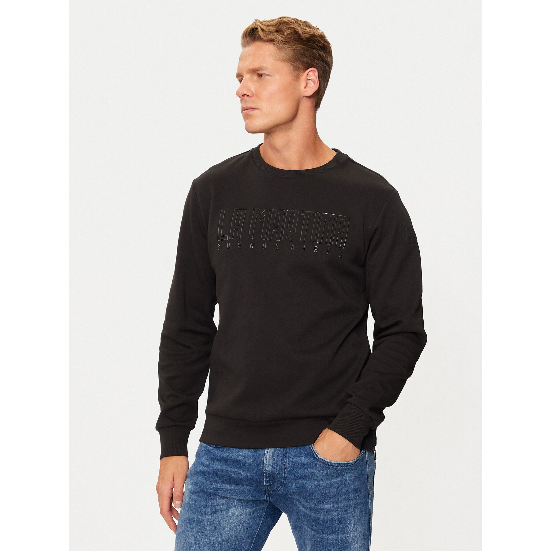 La Martina Longsleeve ZMF311 FP571 Czarny Regular Fit