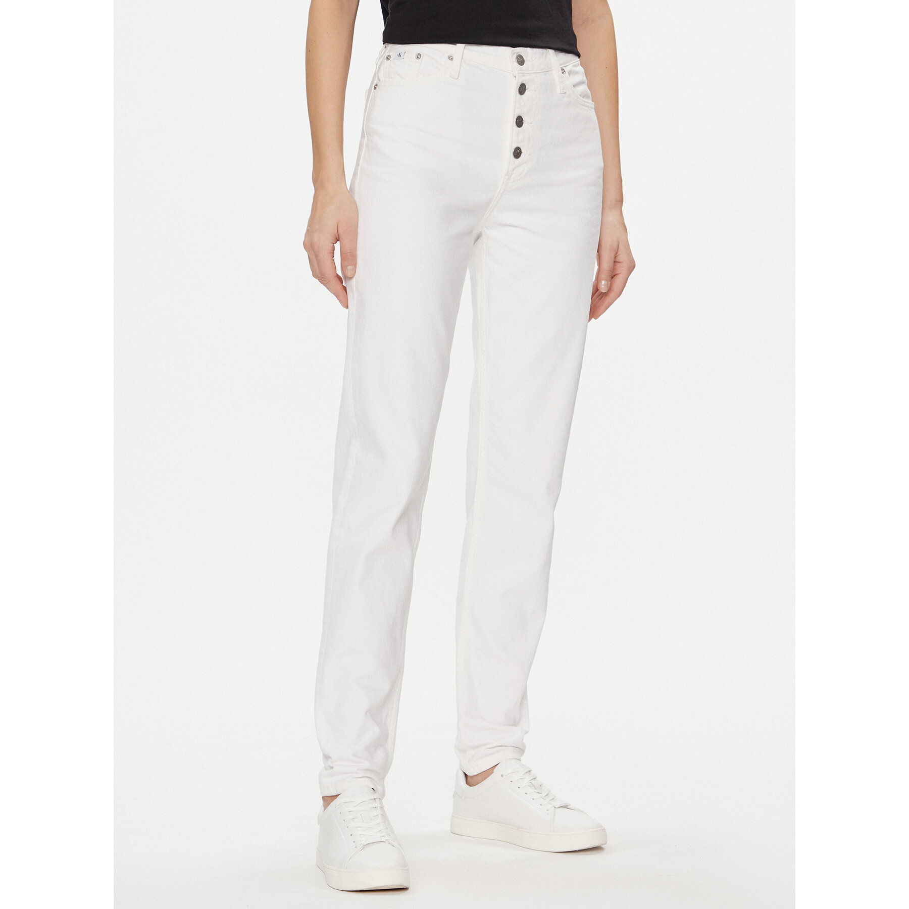 Calvin Klein Jeans Jeansy J20J222765 Biały Mom Fit